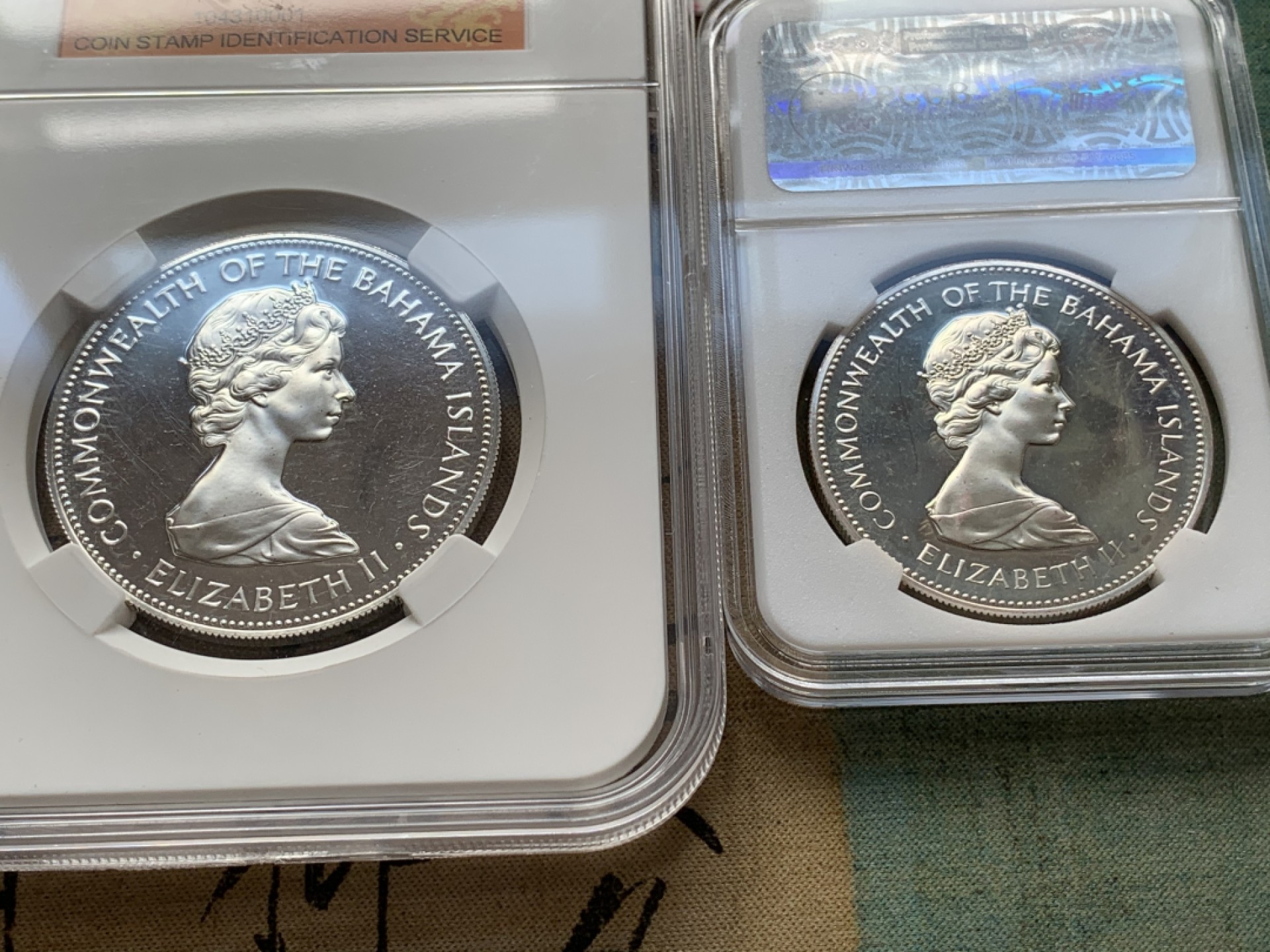 《竞宝斋》第69场-本周日，周一，周四.3场连拍（全场不限金额包邮） 1972年 巴哈马 9枚装 4枚银币 10.37+18.14+29.80 +42.12 盒证全