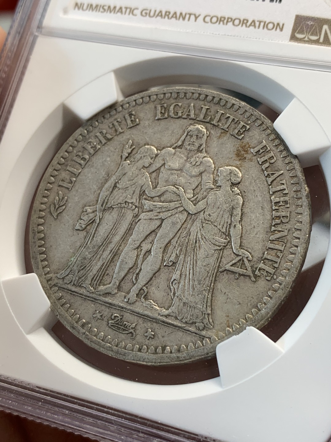 《竞宝斋》第69场-本周日，周一，周四.3场连拍（全场不限金额包邮） NGC-XF45 法国 1849-A年第二共和大力神 5法郎大银币 老包浆早期的大力神有这分数已经算高了