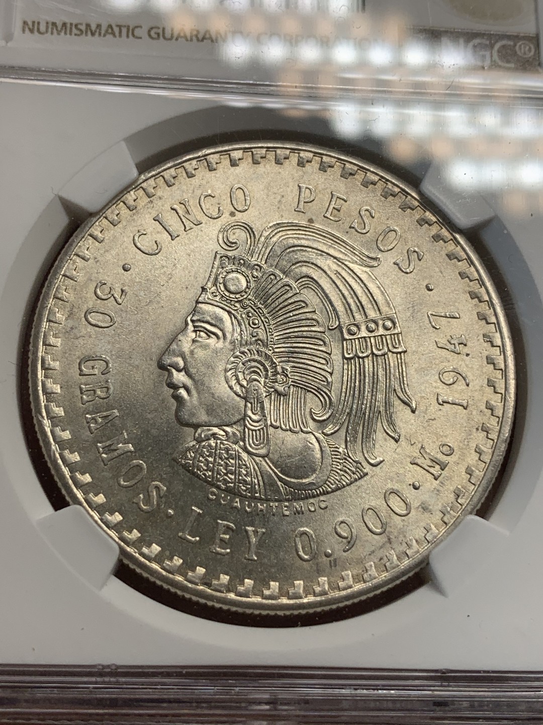 《竞宝斋》第69场-本周日，周一，周四.3场连拍（全场不限金额包邮） NGC-MS64 墨西哥 1947年 印第安人头像5比索 大银币 顶级好品