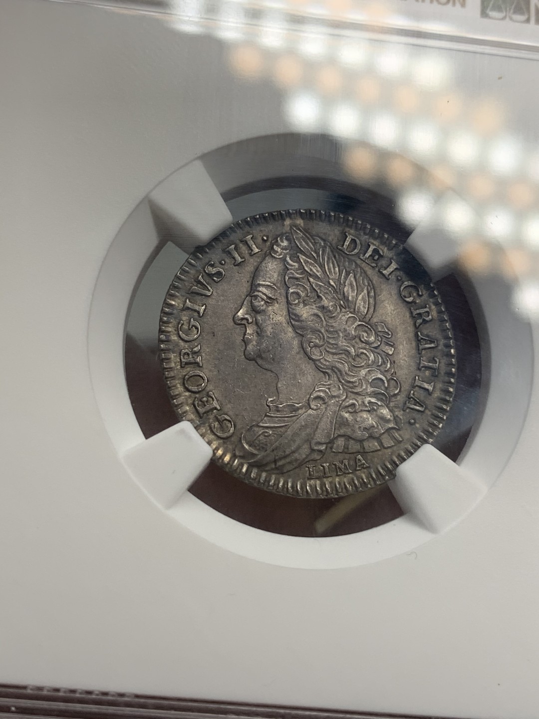 《竞宝斋》第69场-本周日，周一，周四.3场连拍（全场不限金额包邮） NGC MS62 1746年英国乔治二世6便士LIMA版 热门版别，醇黑包浆，高点俱在，62有些低评了