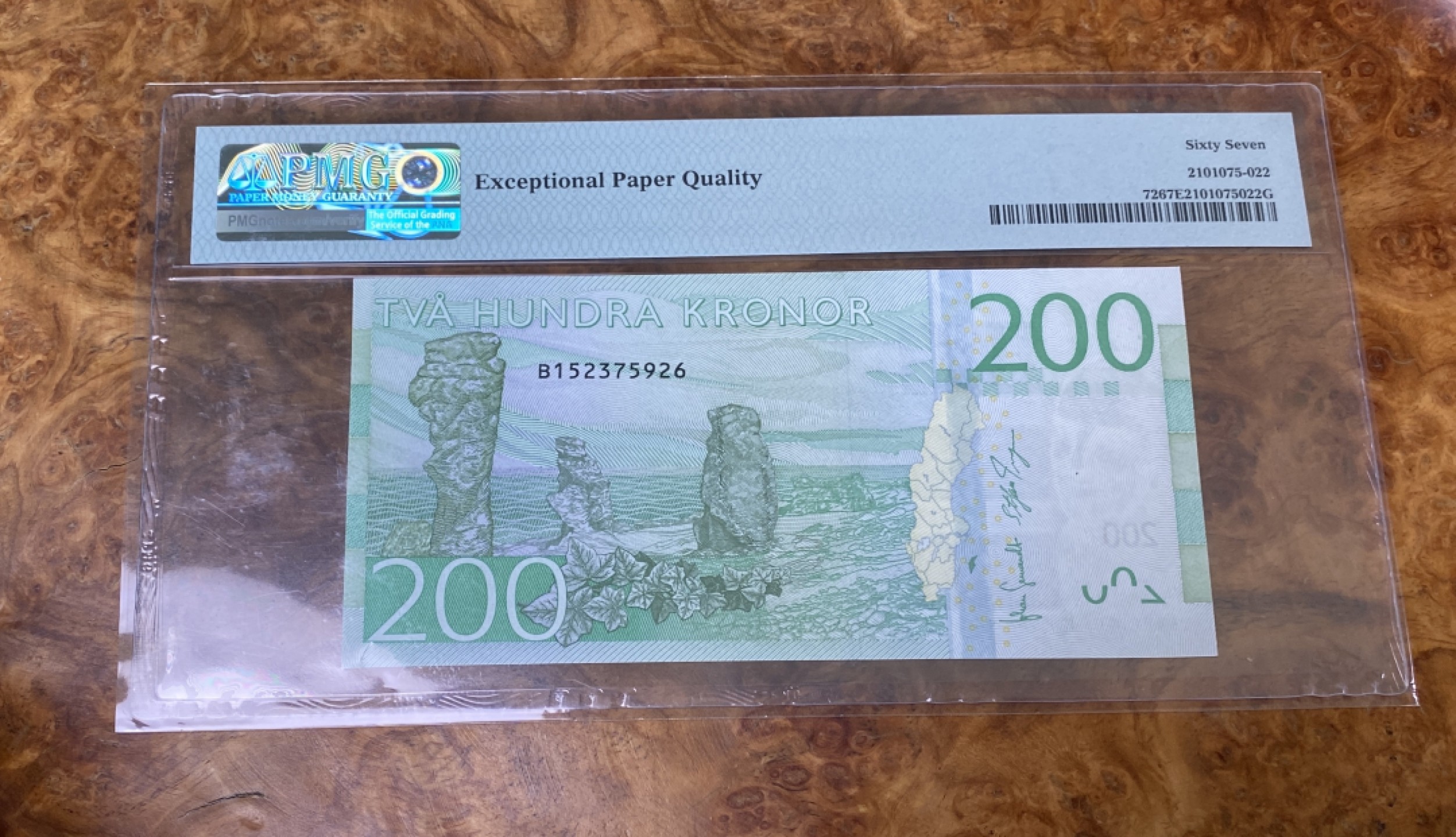 Chase Auction 第15期 - - 民国钞，外钞高分场（2022最后一期） 2015年瑞典200克朗，PMG67分！更高分数11枚！