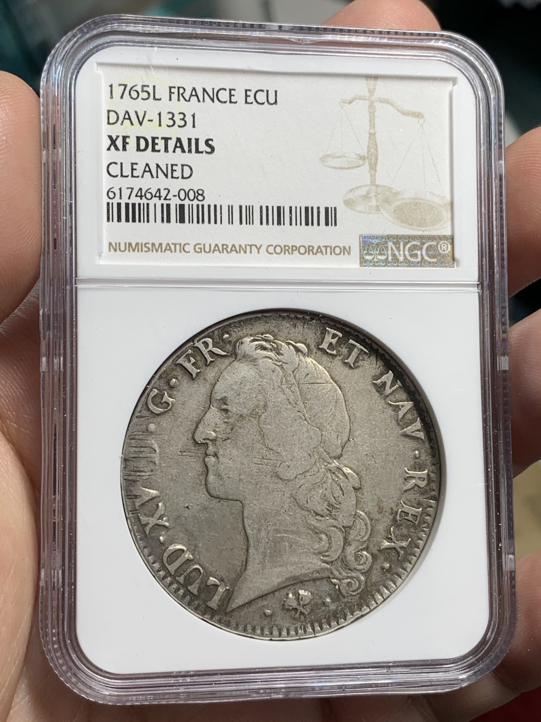 《竞宝斋》第69场-本周日，周一，周四.3场连拍（全场不限金额包邮） NGC-XF 法国 1765-L年 路易十五 ECU大银币 老包浆