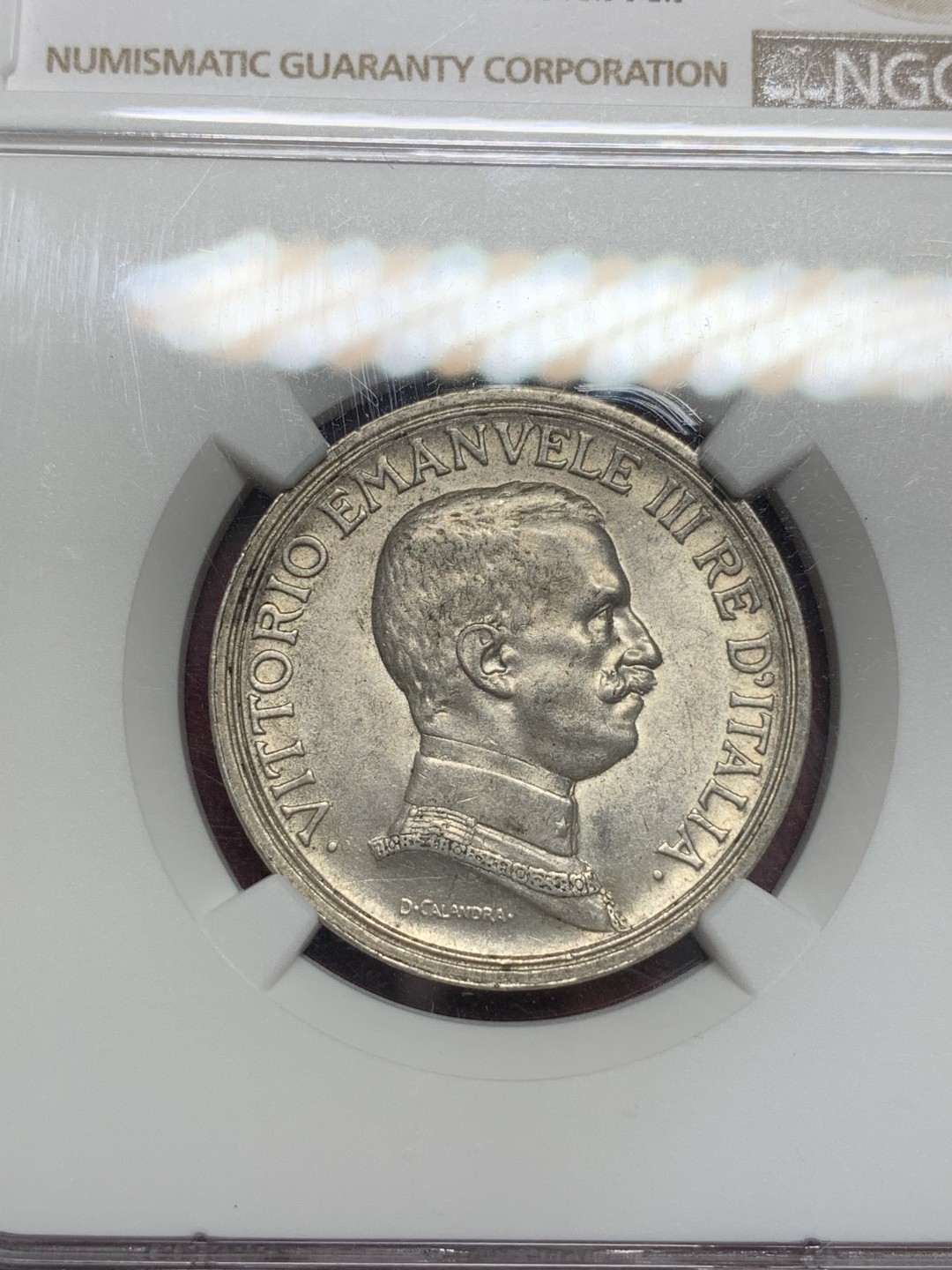 《竞宝斋》第69场-本周日，周一，周四.3场连拍（全场不限金额包邮） NGC MS62 意大利1915年马车2里拉银币