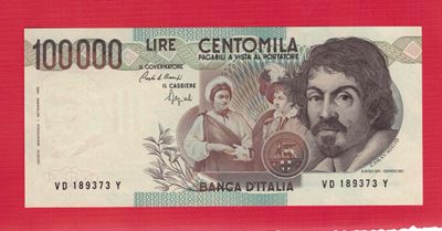 意大利1983年100000里拉(10万里拉) 欧洲纸币 签名之一如图 UNC - 意大利1983年100000里拉(10万里拉) 欧洲纸币 签名之一如图 UNC