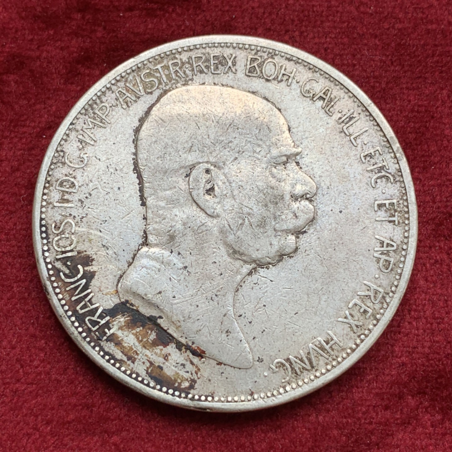 《竞宝斋》第69场-本周日，周一，周四.3场连拍（全场不限金额包邮） 1908年 奥地利 5克朗 银币 奔跑的疯女人 淡彩包浆 细节优秀 上涨品种