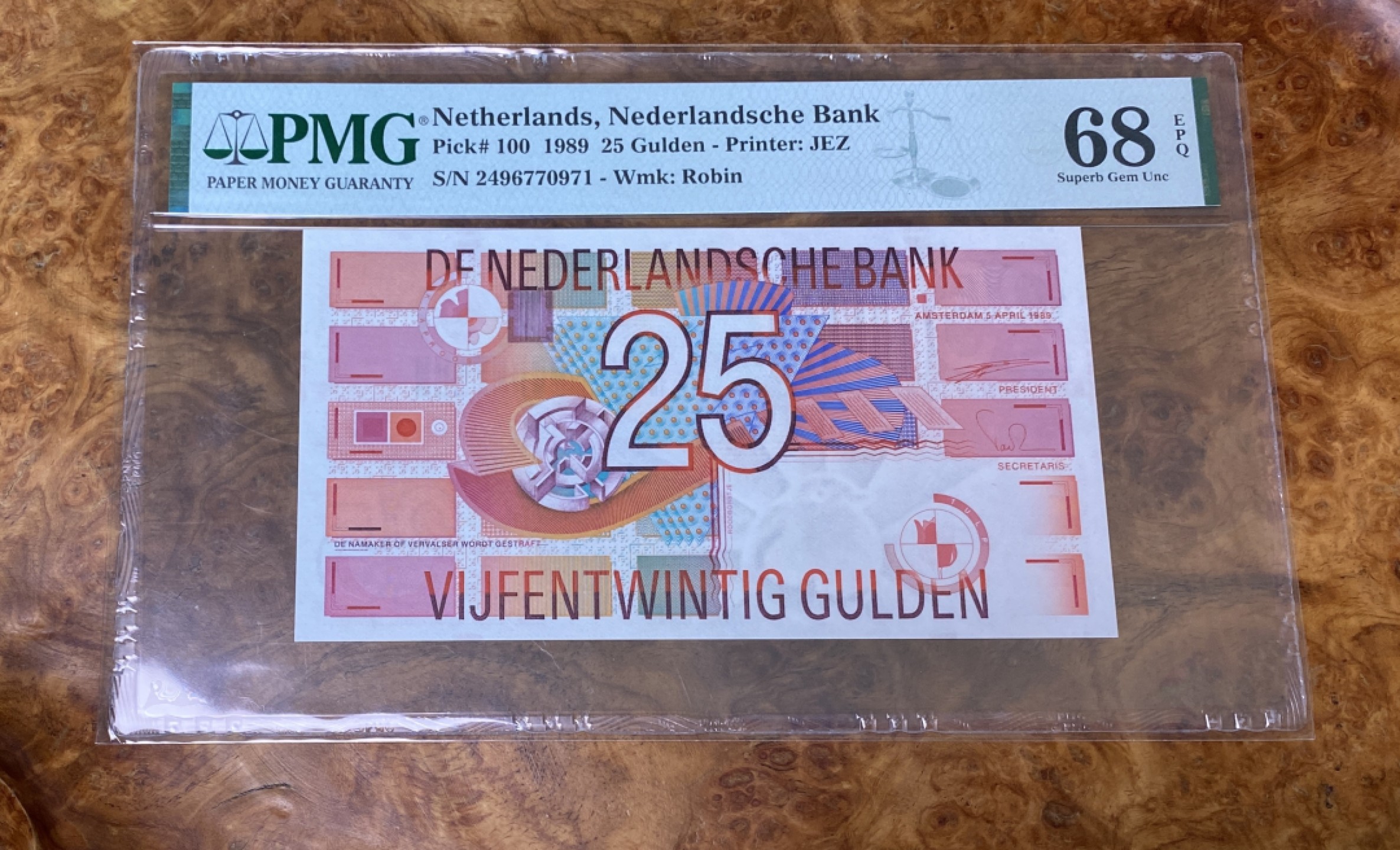 Chase Auction 第15期 - - 民国钞，外钞高分场（2022最后一期） 1989年荷兰25盾，PMG68分！