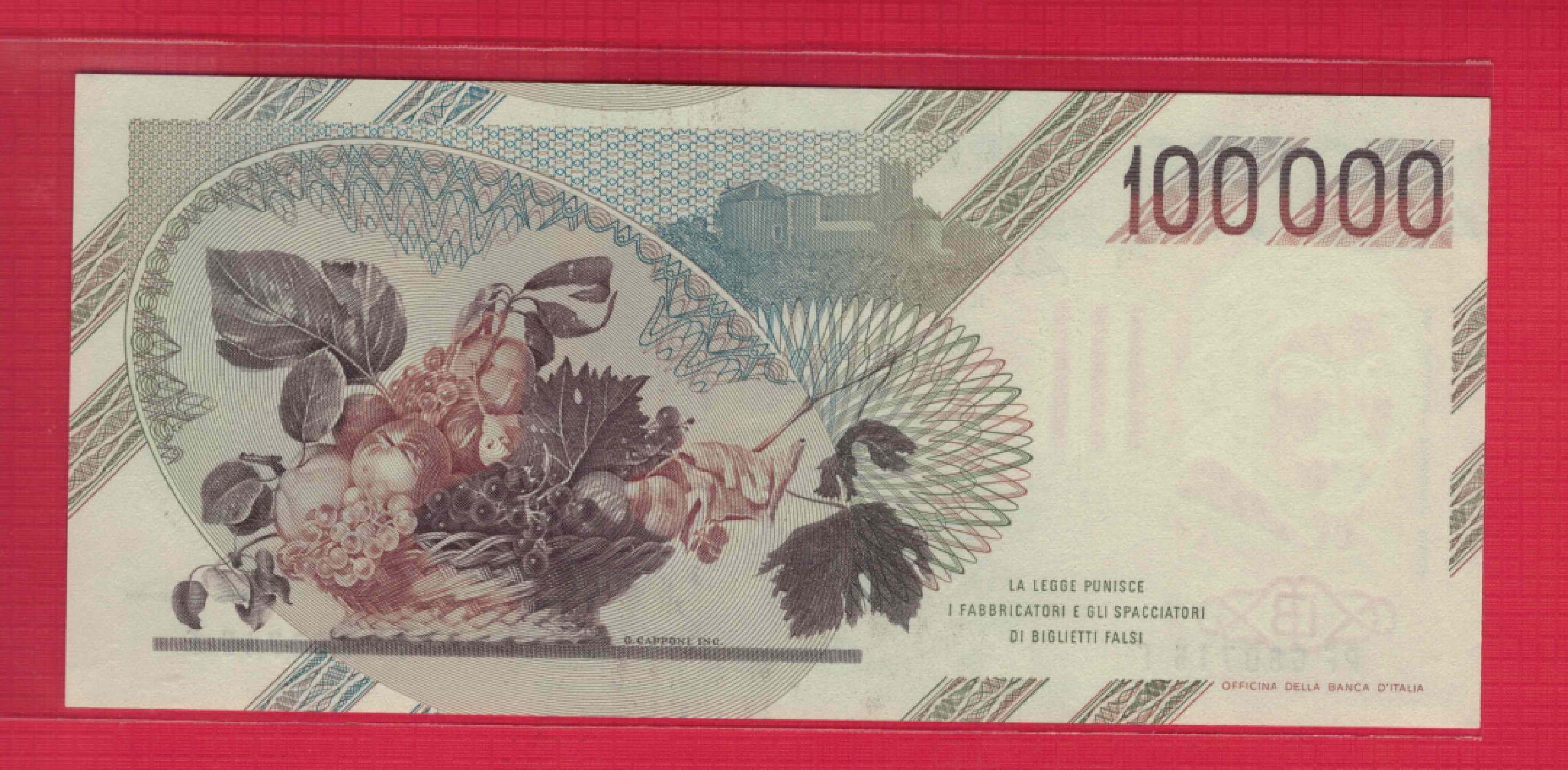 意大利1983年100000里拉(10万里拉) 欧洲纸币 签名之一如图 UNC