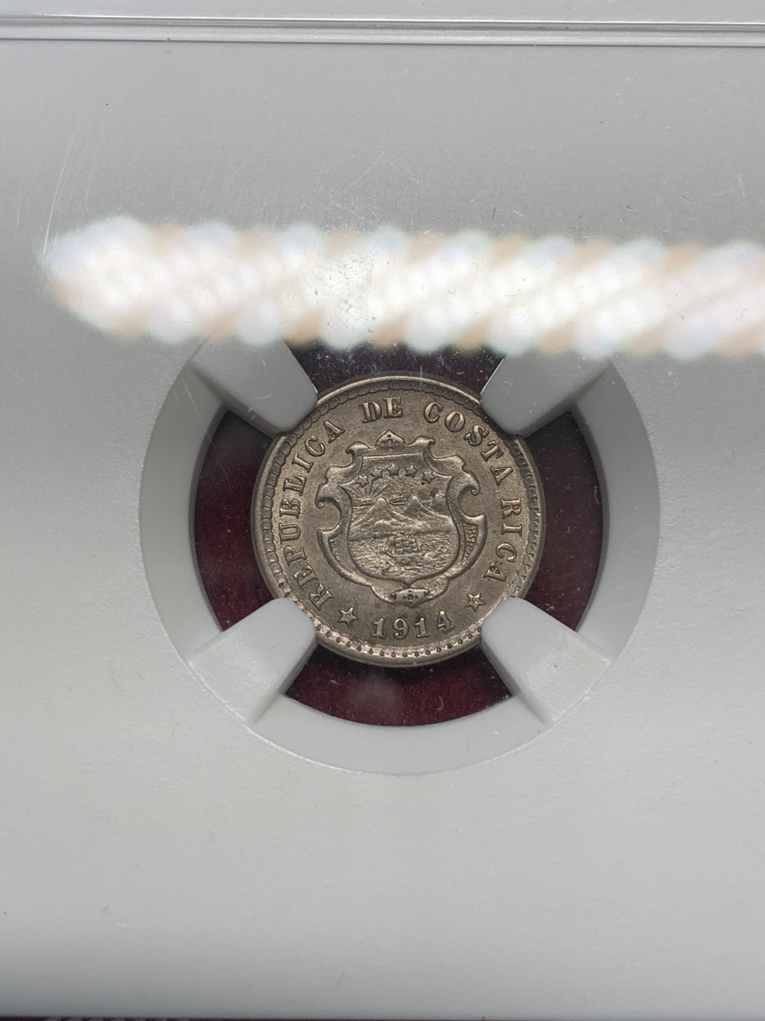 《竞宝斋》第69场-本周日，周一，周四.3场连拍（全场不限金额包邮） NGC-MS63 哥斯达黎加 1914年 5分银币 稀少品种