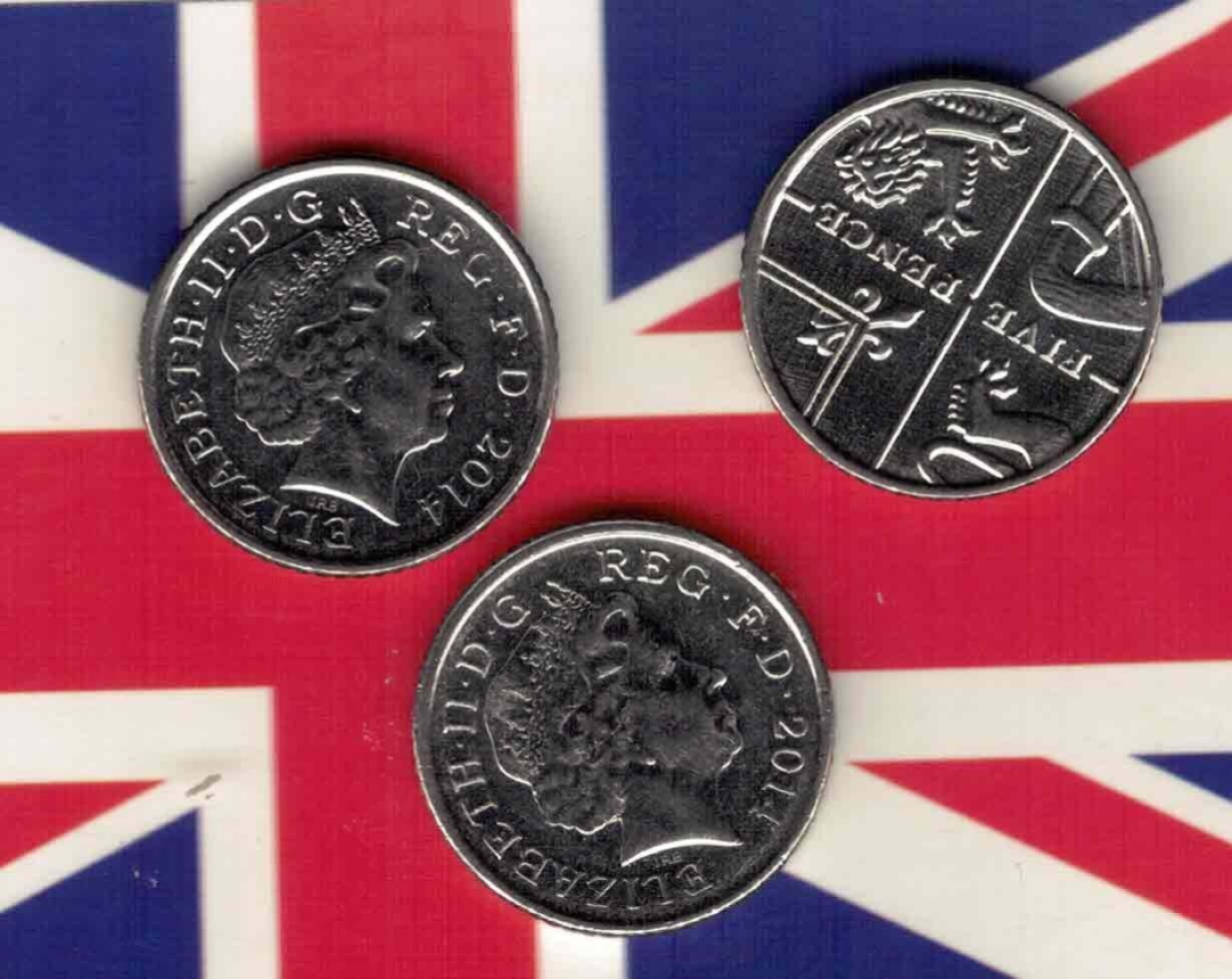 英国2014年5便士 实物如图       