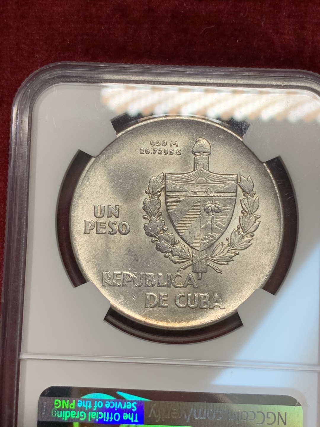 《竞宝斋》第69场-本周日，周一，周四.3场连拍（全场不限金额包邮） NGC MS62 古巴1939年经典ABC女神一比索银币