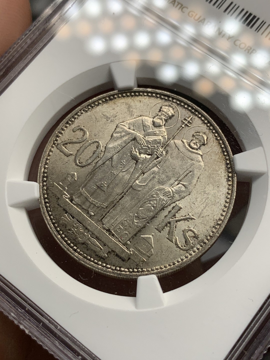 《竞宝斋》第69场-本周日，周一，周四.3场连拍（全场不限金额包邮） NGC-MS63 斯洛伐克 1941年 20克朗 银币 稀少品种顶级状态