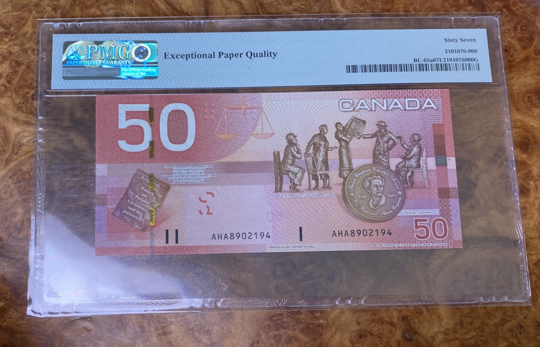 Chase Auction 第15期 - - 民国钞，外钞高分场（2022最后一期） 2004年加拿大50元，PMG67分，旅版，最佳纸币同版！