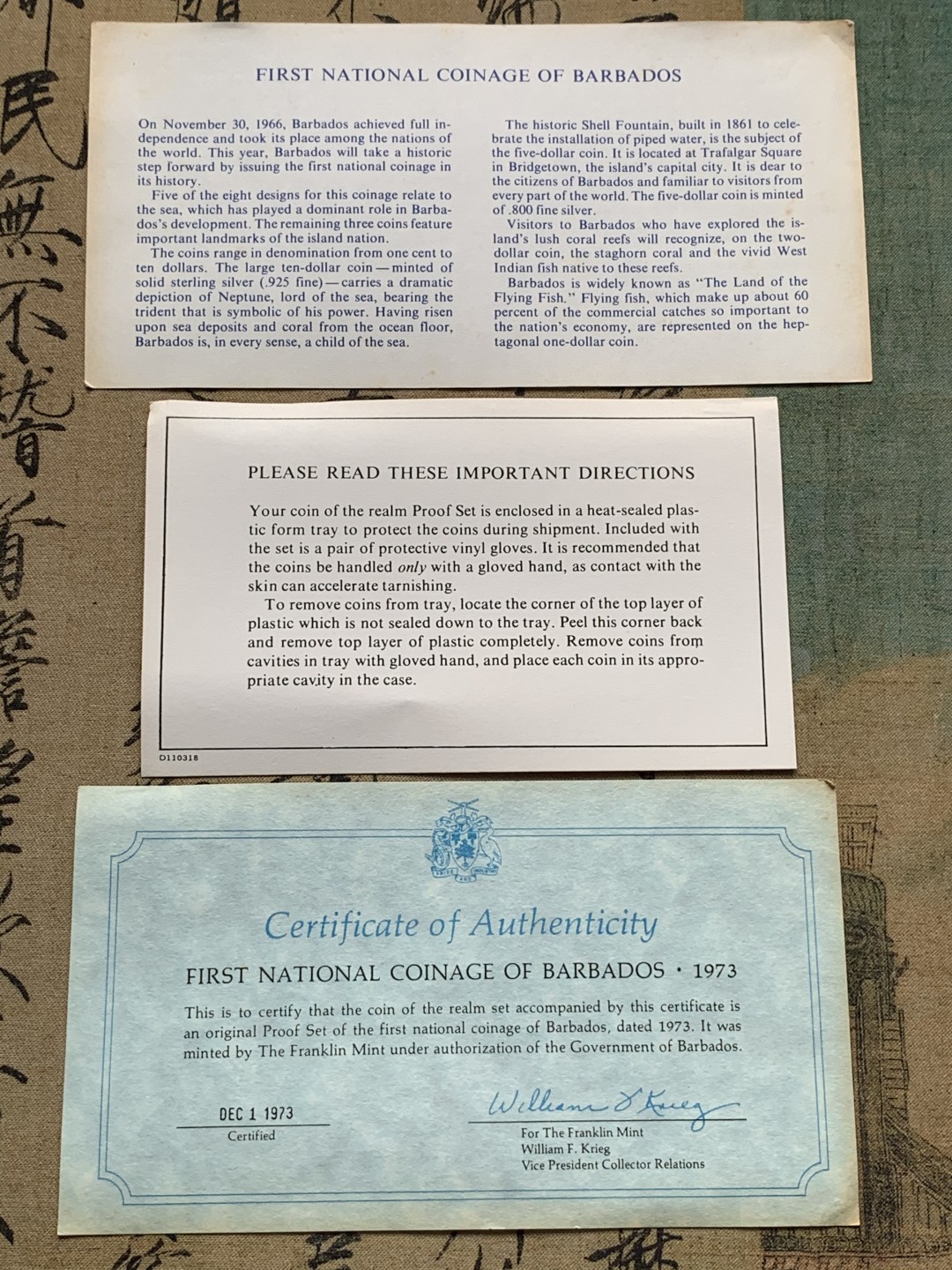 《竞宝斋》第69场-本周日，周一，周四.3场连拍（全场不限金额包邮） 1973年 巴巴多斯 8枚装 2枚银币 31.10+37.90 盒证全