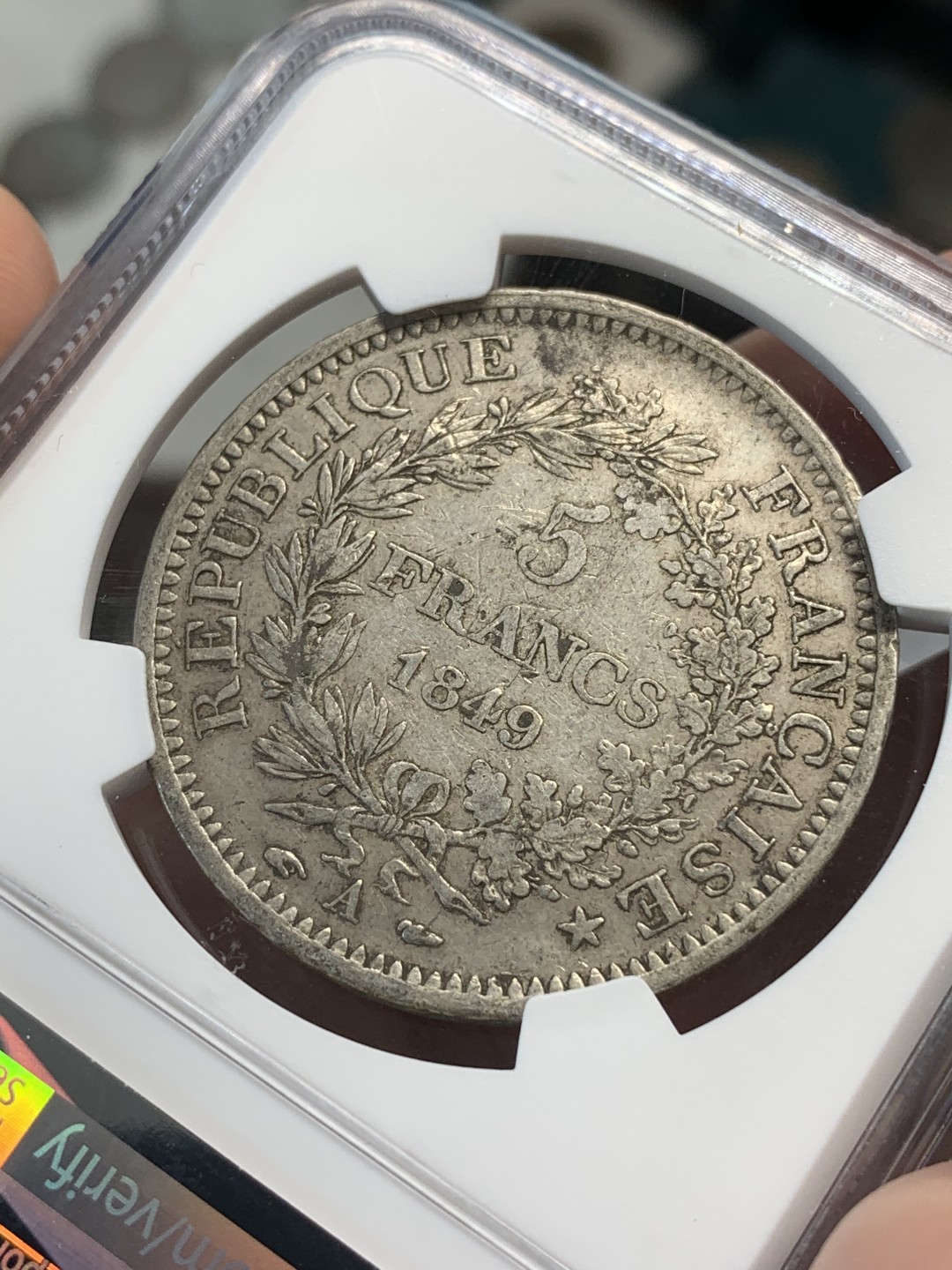 《竞宝斋》第69场-本周日，周一，周四.3场连拍（全场不限金额包邮） NGC-XF45 法国 1849-A年第二共和大力神 5法郎大银币 老包浆早期的大力神有这分数已经算高了