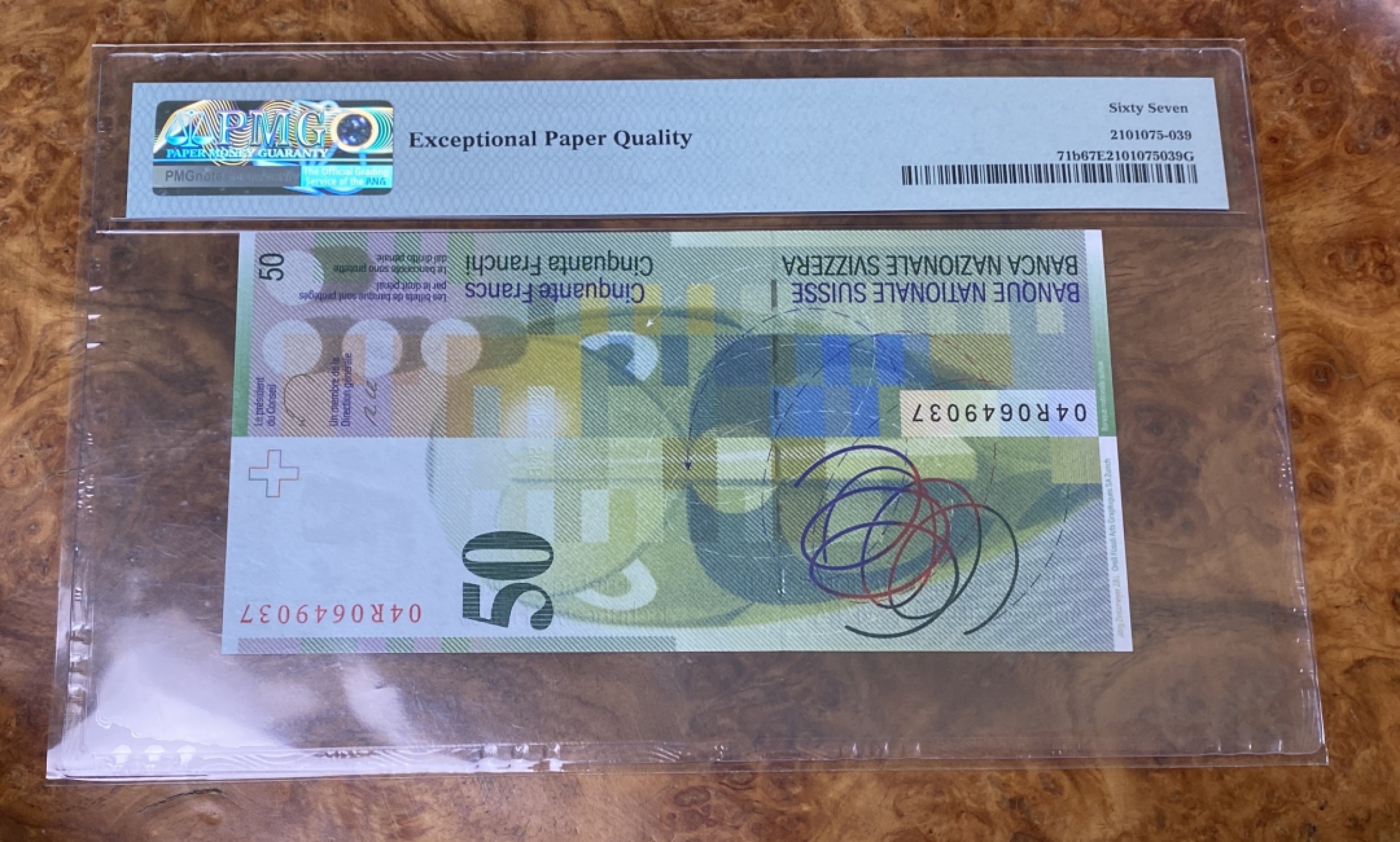 Chase Auction 第15期 - - 民国钞，外钞高分场（2022最后一期） 2004年瑞士50瑞郎，PMG67分，人像版！更高分数只有两枚！