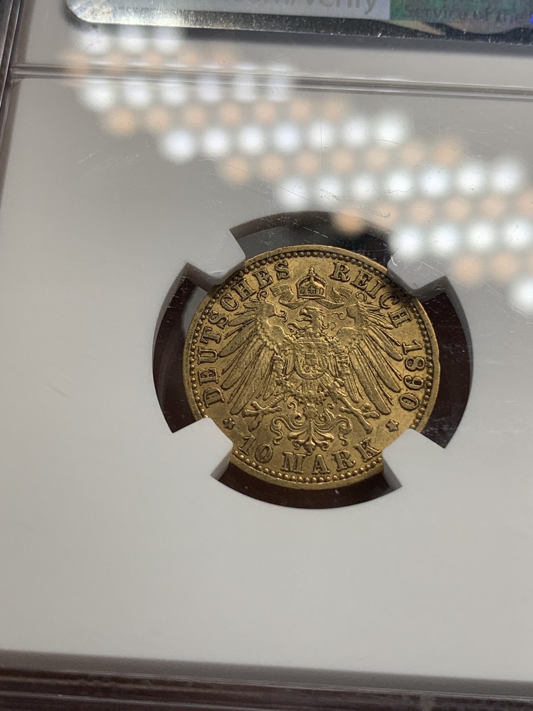 《竞宝斋》第69场-本周日，周一，周四.3场连拍（全场不限金额包邮） NGC XF45 GSA 德国普鲁士1890年A版威廉二世10马克金币 不多见年份更高分5枚