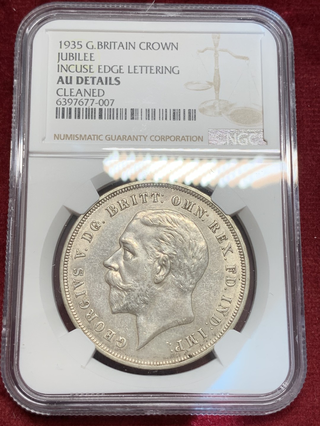 《竞宝斋》第69场-本周日，周一，周四.3场连拍（全场不限金额包邮） NGC-AUD英国1935年一克朗木马剑大银币