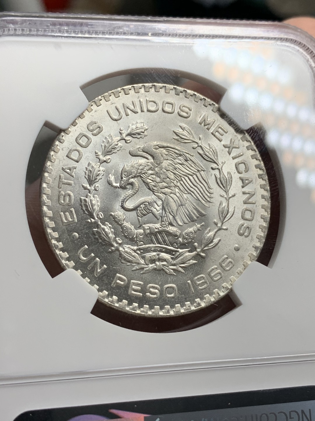 《竞宝斋》第69场-本周日，周一，周四.3场连拍（全场不限金额包邮） NGC-MS66 墨西哥 1966年 鹰洋1比索 大银币 顶级原光顶级状态