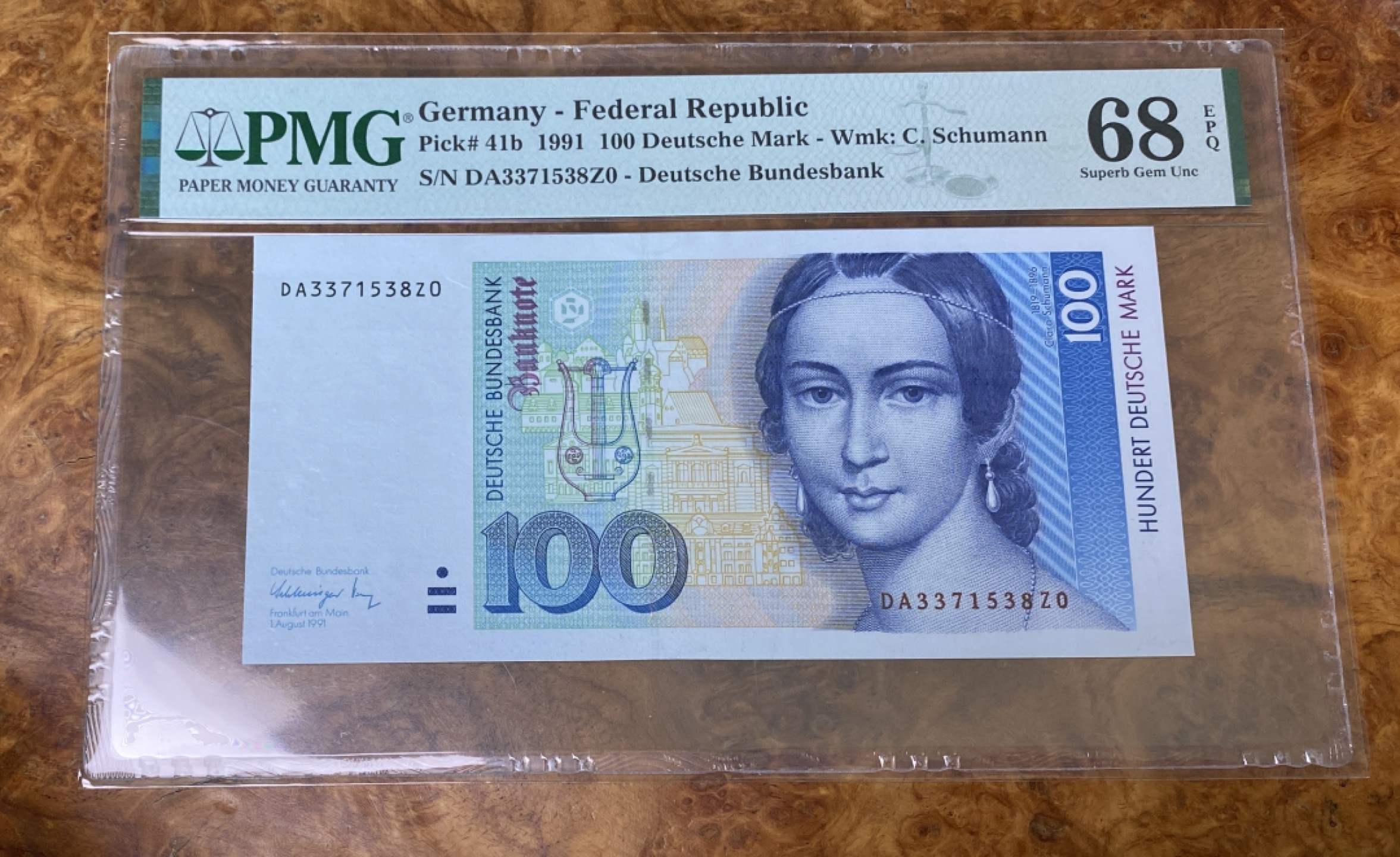 Chase Auction 第15期 - - 民国钞，外钞高分场（2022最后一期） 1991年德国100马克，PMG68分！钢琴家克拉拉！冠军分！