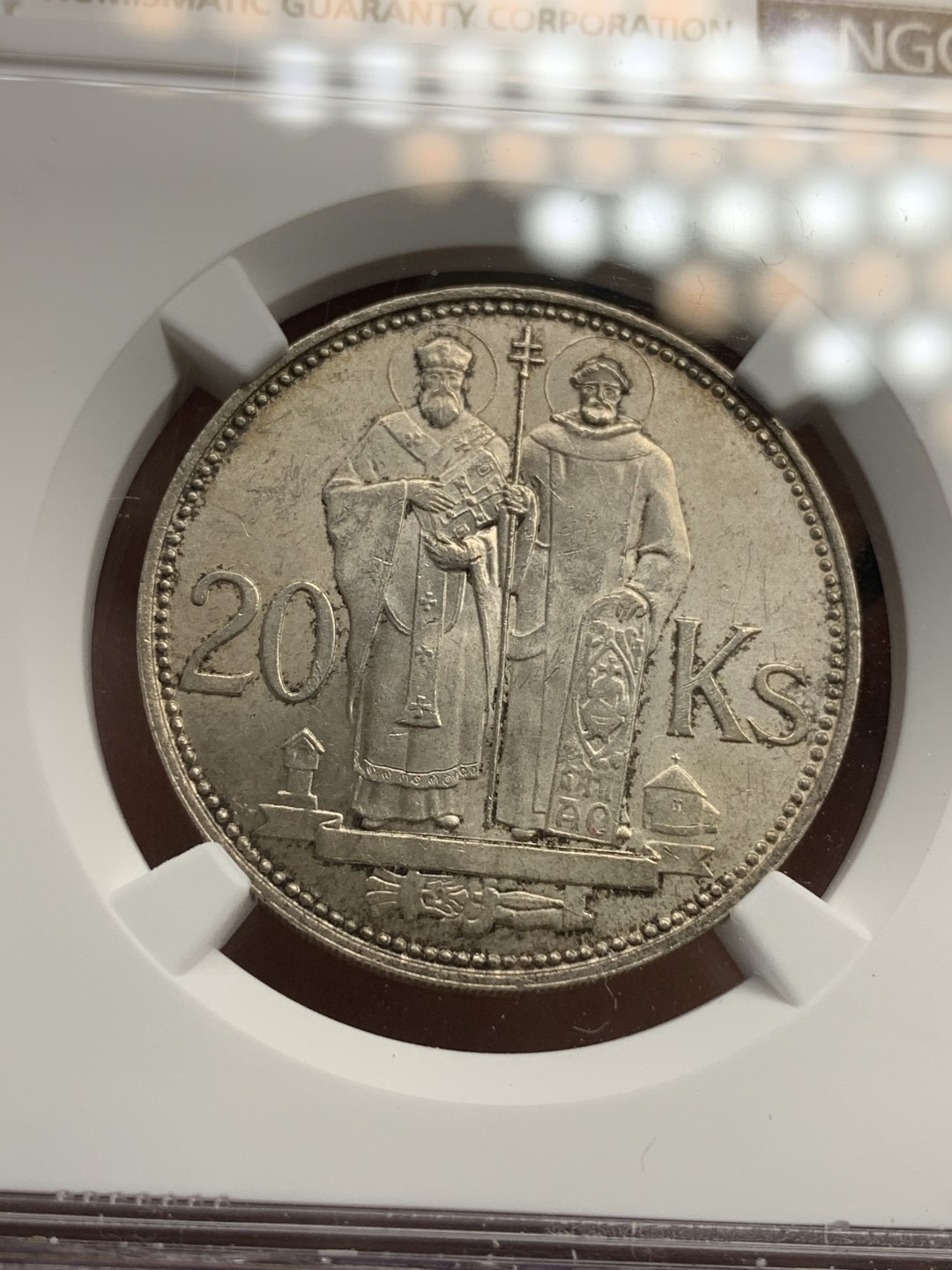 《竞宝斋》第69场-本周日，周一，周四.3场连拍（全场不限金额包邮） NGC-MS63 斯洛伐克 1941年 20克朗 银币 稀少品种顶级状态