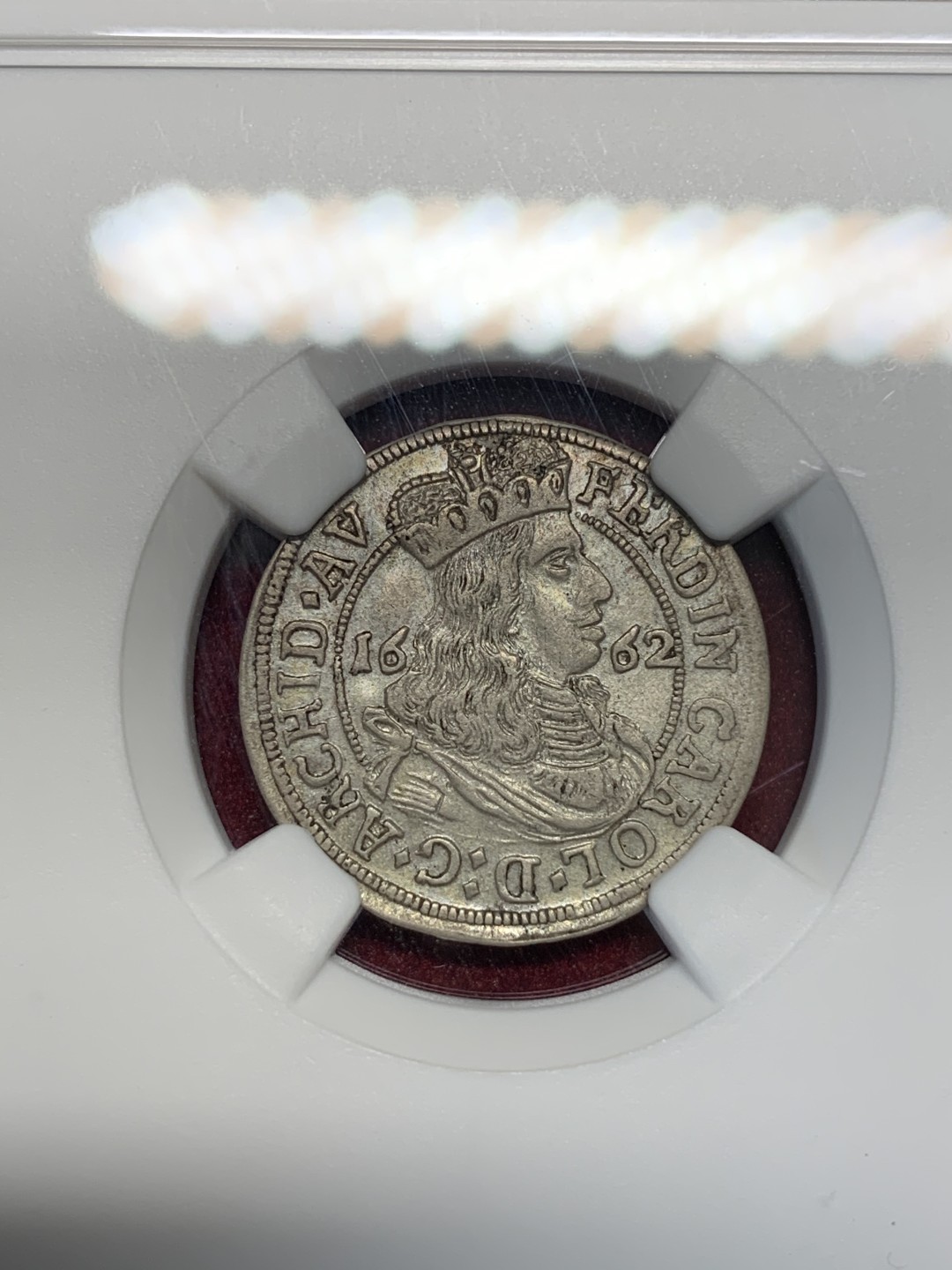 《竞宝斋》第69场-本周日，周一，周四.3场连拍（全场不限金额包邮） NGC-XF 奥地利 1662 HALL厂 斐迪南.卡尔 3K 银币 很不错的状态 稀少品种