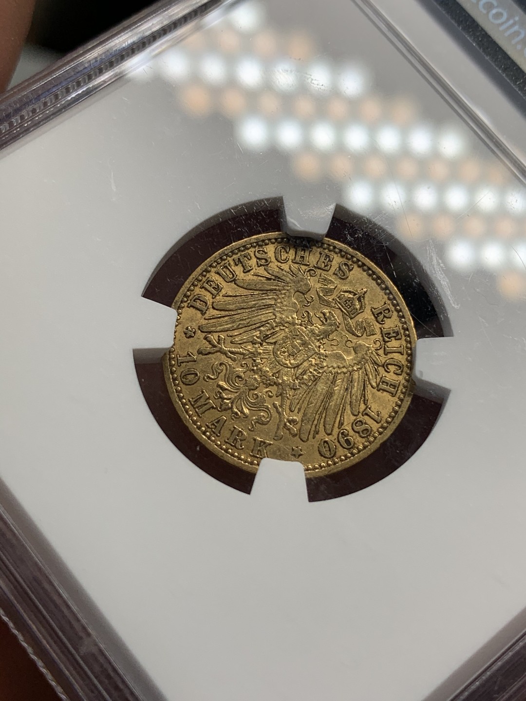 《竞宝斋》第69场-本周日，周一，周四.3场连拍（全场不限金额包邮） NGC XF45 GSA 德国普鲁士1890年A版威廉二世10马克金币 不多见年份更高分5枚