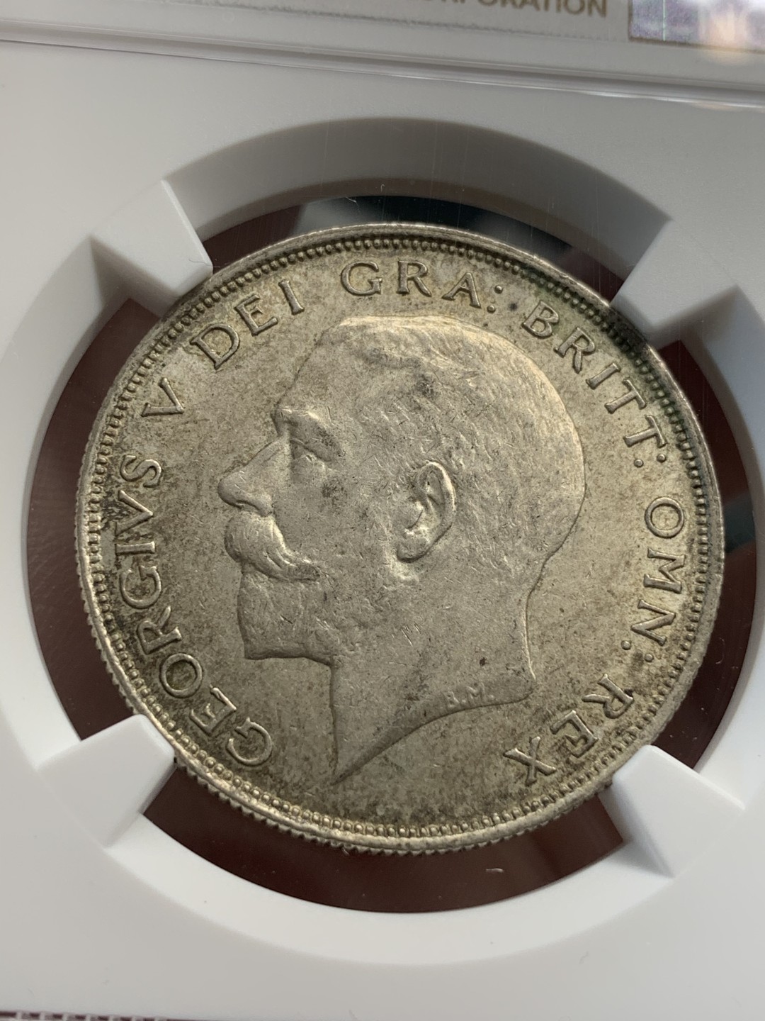 《竞宝斋》第69场-本周日，周一，周四.3场连拍（全场不限金额包邮） NGC-AU58 英国 1923年 乔五 1/2克朗 银币 好品带光