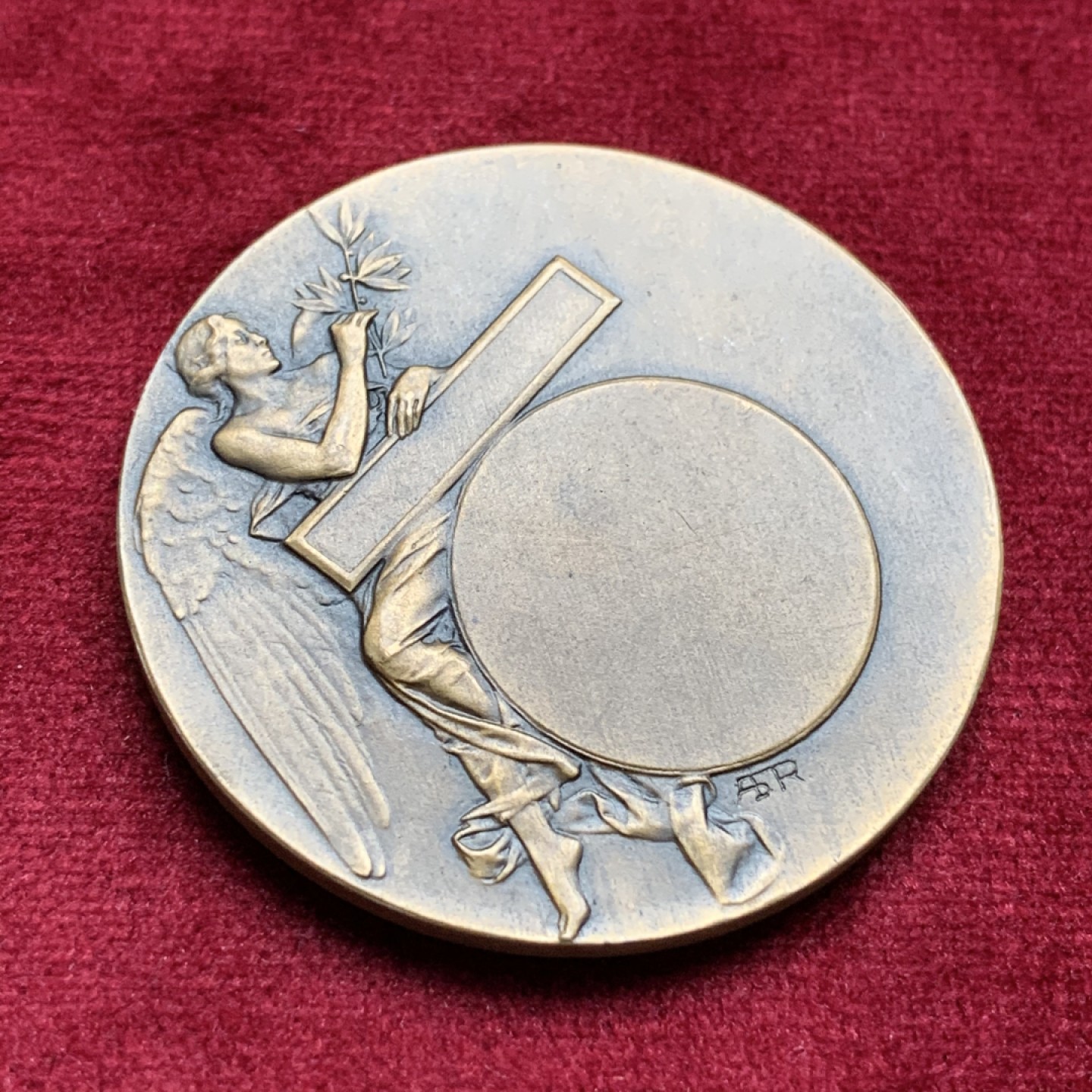 《竞宝斋》第69场-本周日，周一，周四.3场连拍（全场不限金额包邮） 法国 喂鸡 女孩铜章 目测为原铸 丰饶角 铜标  1880前后   29.5克 41mm