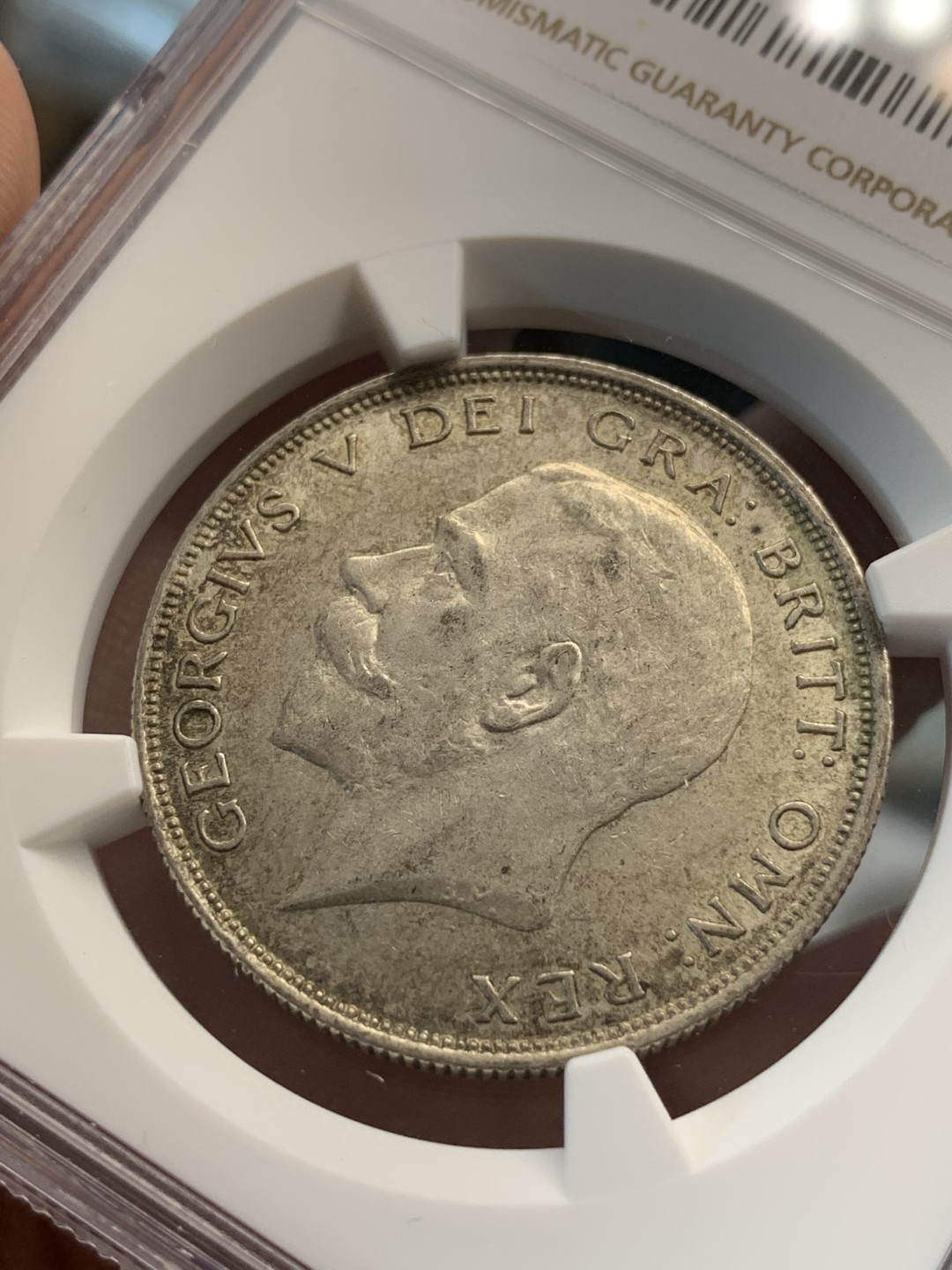 《竞宝斋》第69场-本周日，周一，周四.3场连拍（全场不限金额包邮） NGC-AU58 英国 1923年 乔五 1/2克朗 银币 好品带光