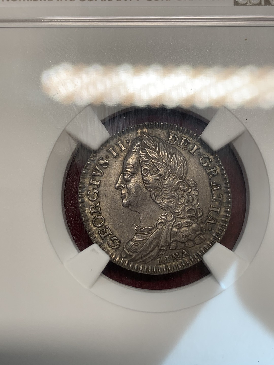 《竞宝斋》第69场-本周日，周一，周四.3场连拍（全场不限金额包邮） NGC MS62 1746年英国乔治二世6便士LIMA版 热门版别，醇黑包浆，高点俱在，62有些低评了