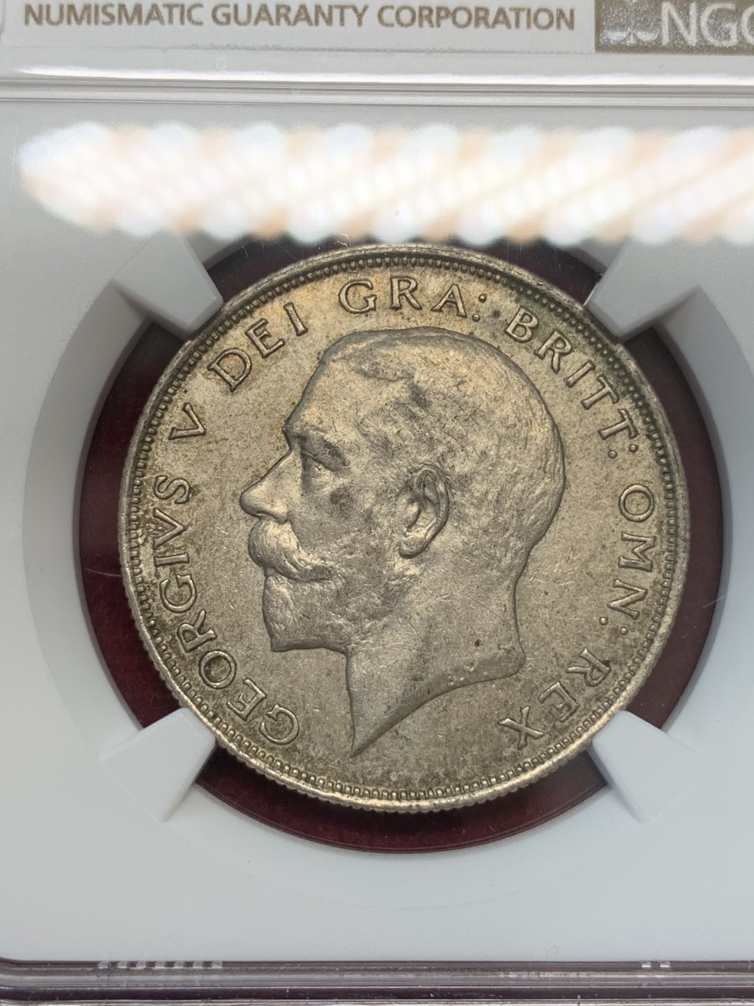 《竞宝斋》第69场-本周日，周一，周四.3场连拍（全场不限金额包邮） NGC-AU58 英国 1923年 乔五 1/2克朗 银币 好品带光