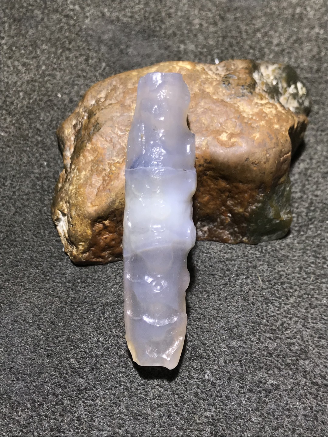 天然马达加斯加精品高玉化紫罗兰料海洋玉髓随型风化桶珠一颗！