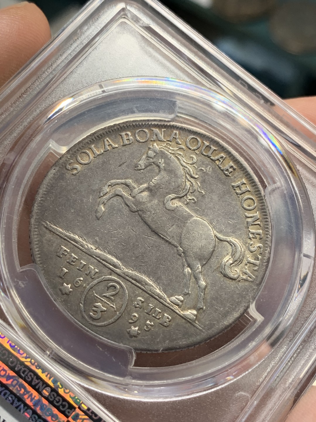 《竞宝斋》第69场-本周日，周一，周四.3场连拍（全场不限金额包邮） PCGS UNC细节评级 德国 不伦瑞克 1695年 2/3 泰勒银币 少见品种 细节非常好 深包浆很好