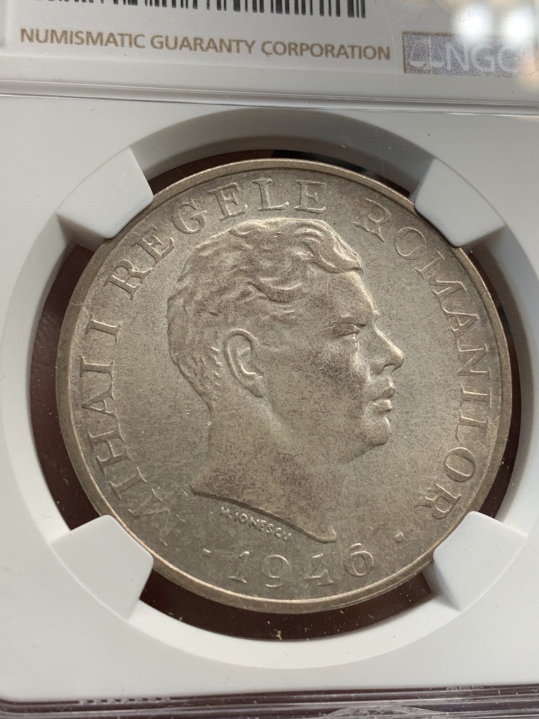 《竞宝斋》第69场-本周日，周一，周四.3场连拍（全场不限金额包邮） NGC-MS62 罗马尼亚 1946年 100000列伊 大银币 粉光好品 非常漂亮