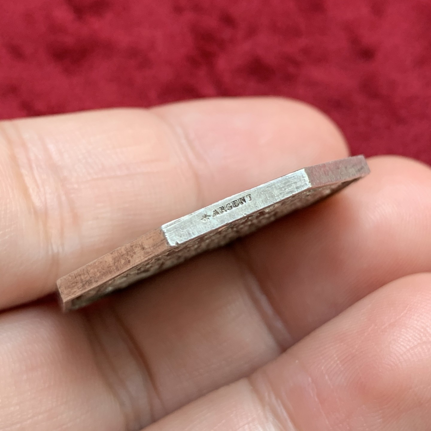 《竞宝斋》第69场-本周日，周一，周四.3场连拍（全场不限金额包邮） 法国1863年里尔区公证人八角银章 34mm，18.1克，Aregnt边铭