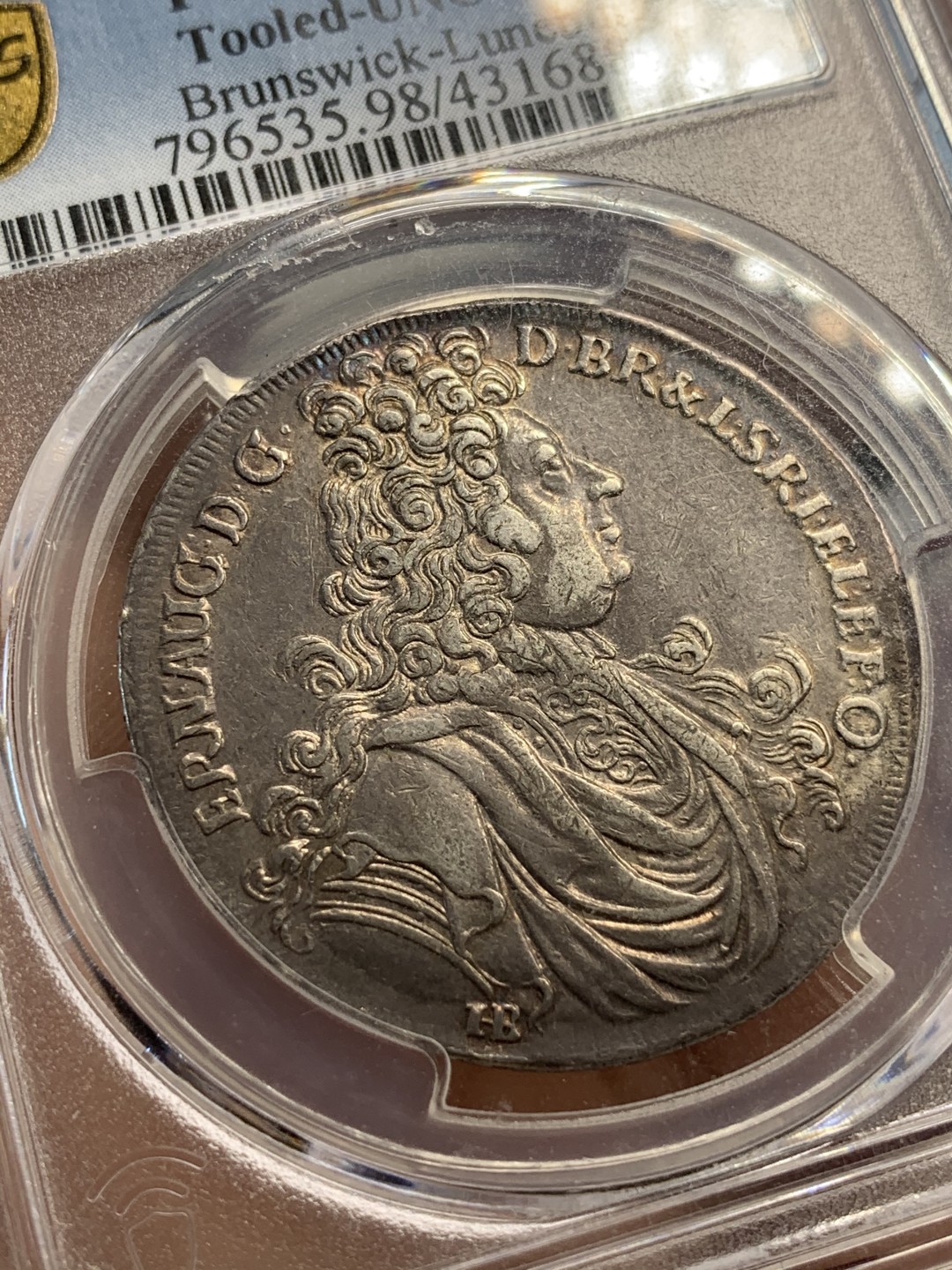 《竞宝斋》第69场-本周日，周一，周四.3场连拍（全场不限金额包邮） PCGS UNC细节评级 德国 不伦瑞克 1695年 2/3 泰勒银币 少见品种 细节非常好 深包浆很好