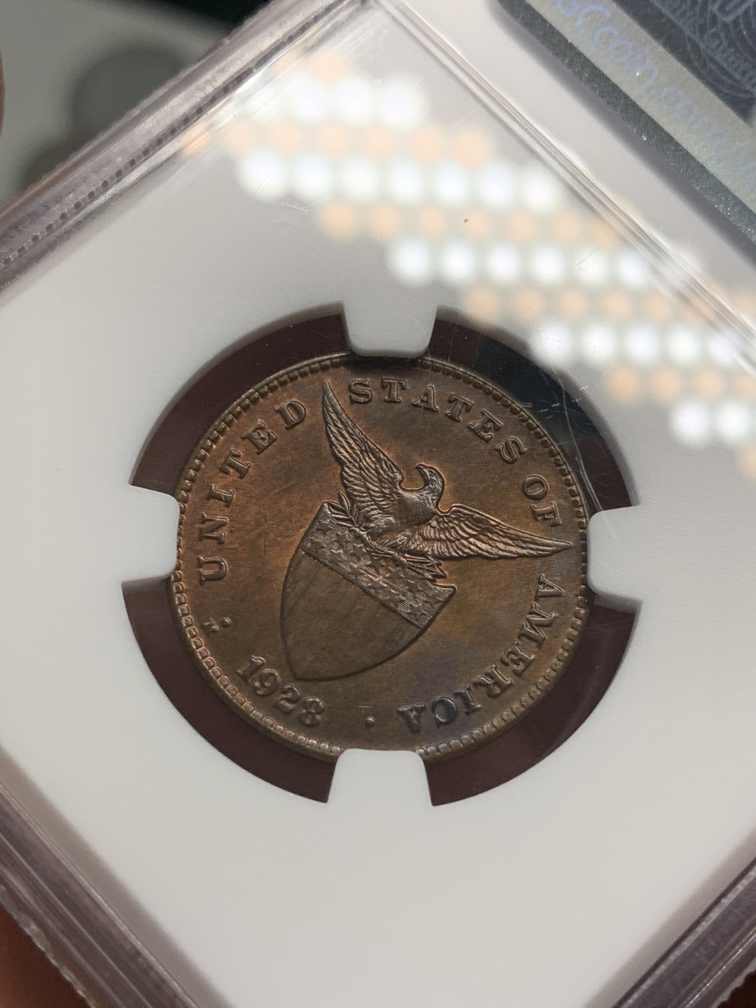 《竞宝斋》第69场-本周日，周一，周四.3场连拍（全场不限金额包邮） NGC MS64bn 美属菲律宾 1928年1分铜币 少见早期大版 好品少见 转光好状态