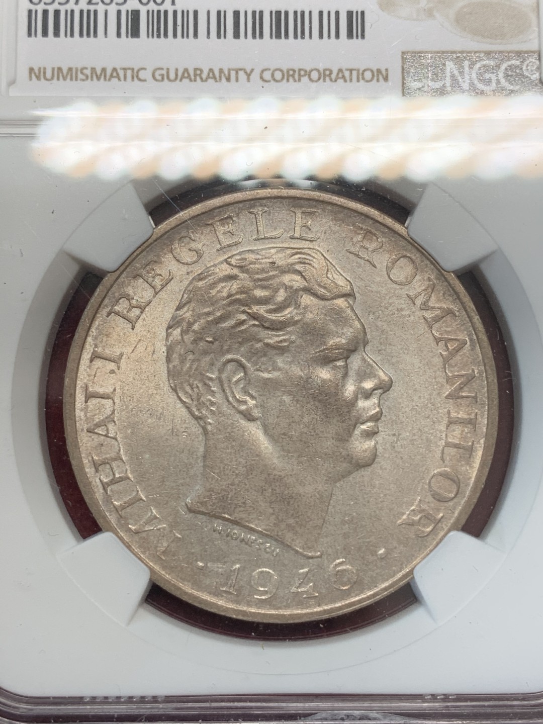 《竞宝斋》第69场-本周日，周一，周四.3场连拍（全场不限金额包邮） NGC-MS62 罗马尼亚 1946年 100000列伊 大银币 粉光好品 非常漂亮