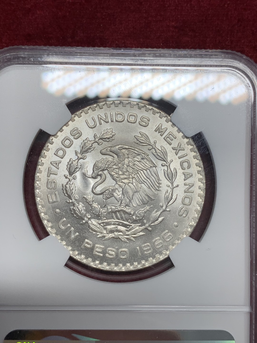 《竞宝斋》第69场-本周日，周一，周四.3场连拍（全场不限金额包邮） NGC-MS66 墨西哥 1966年 鹰洋1比索 大银币 顶级原光顶级状态