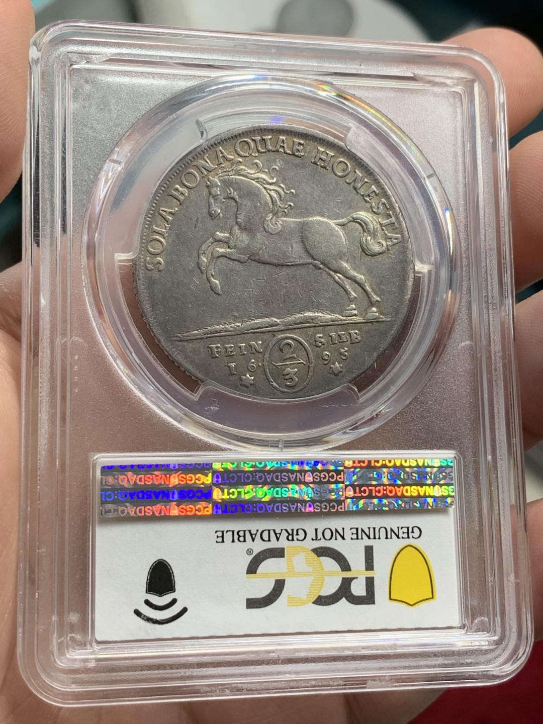 《竞宝斋》第69场-本周日，周一，周四.3场连拍（全场不限金额包邮） PCGS UNC细节评级 德国 不伦瑞克 1695年 2/3 泰勒银币 少见品种 细节非常好 深包浆很好