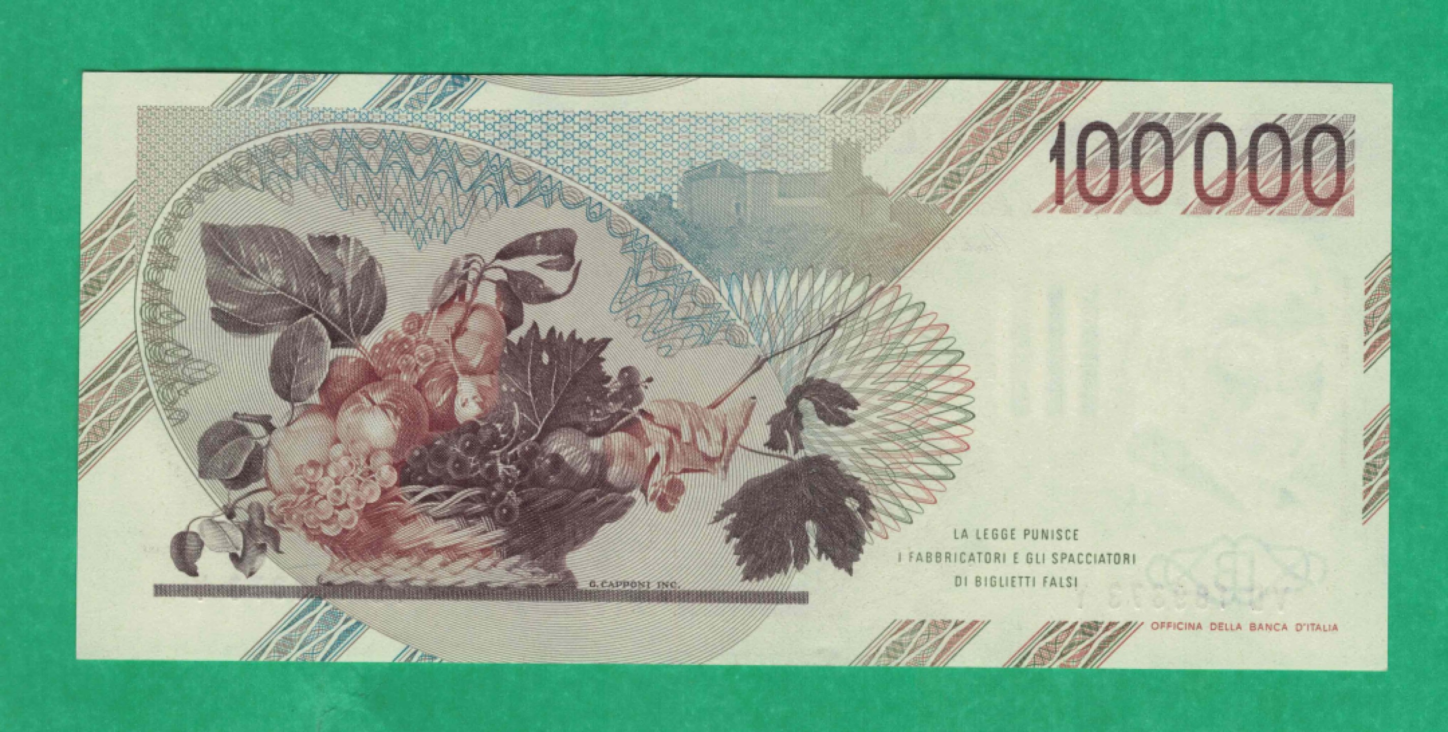 意大利1983年100000里拉(10万里拉) 欧洲纸币 签名之一如图 UNC