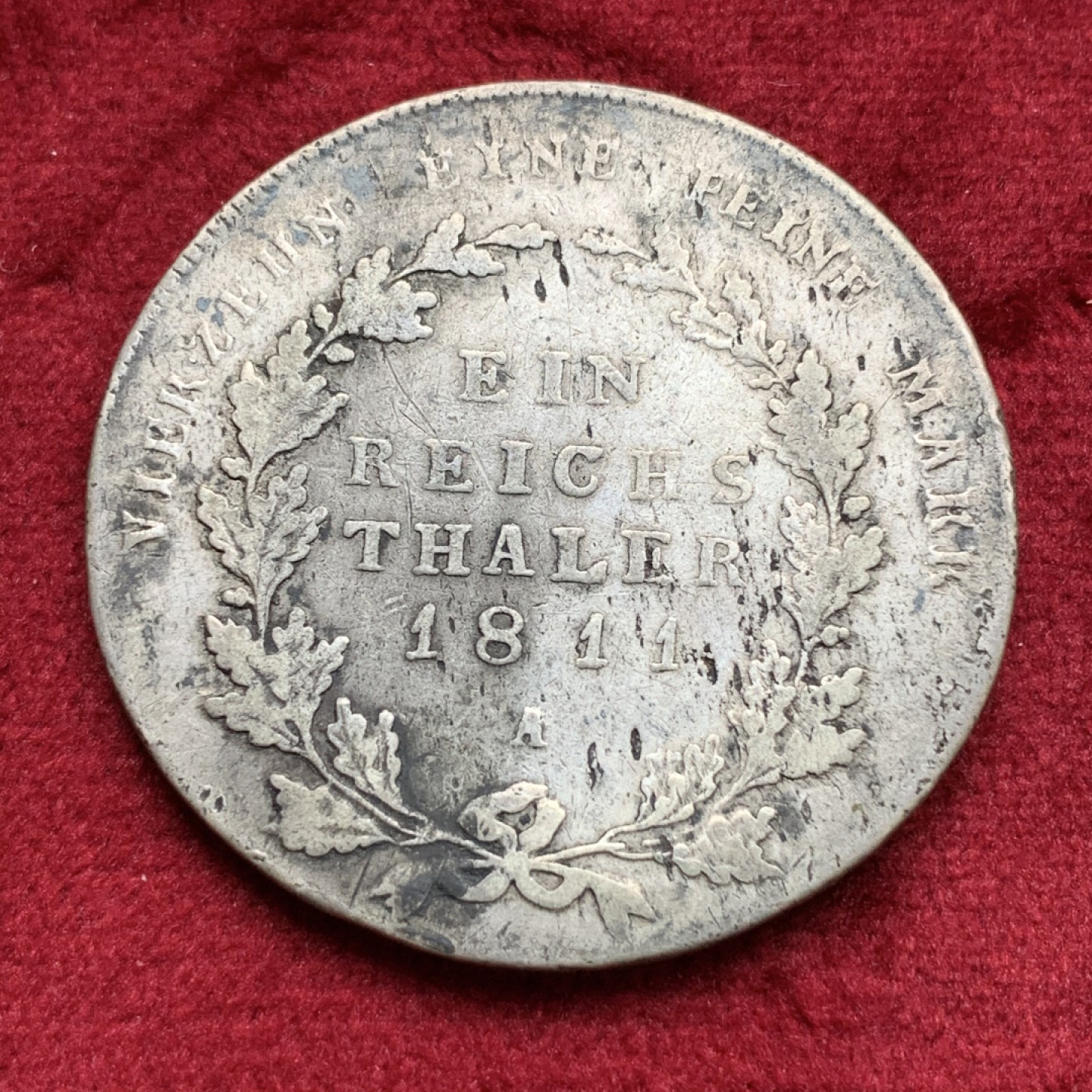 《竞宝斋》第69场-本周日，周一，周四.3场连拍（全场不限金额包邮） 德国 1811年 普鲁士  弗雷德里克威廉三世 泰勒银币 早期泰勒 原味细节