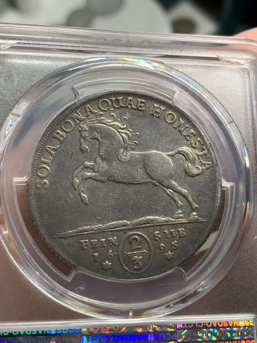 《竞宝斋》第69场-本周日，周一，周四.3场连拍（全场不限金额包邮） PCGS UNC细节评级 德国 不伦瑞克 1695年 2/3 泰勒银币 少见品种 细节非常好 深包浆很好