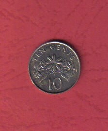 新加坡1987年10分 年份少 实物如图 AUNC 