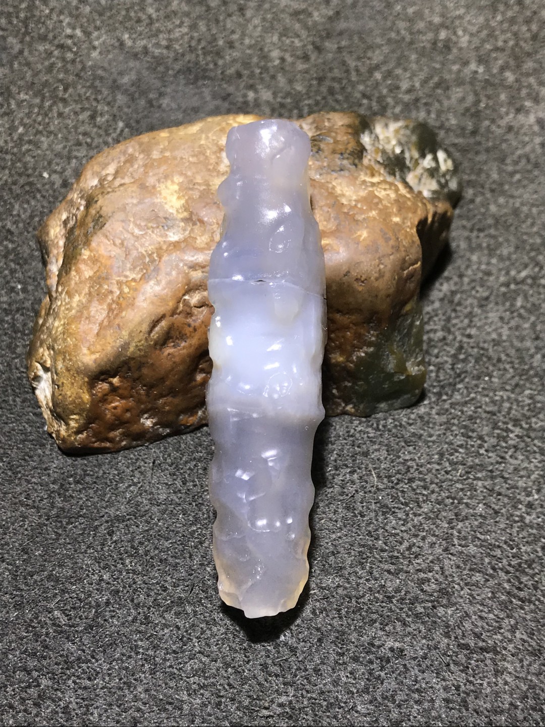 天然马达加斯加精品高玉化紫罗兰料海洋玉髓随型风化桶珠一颗！