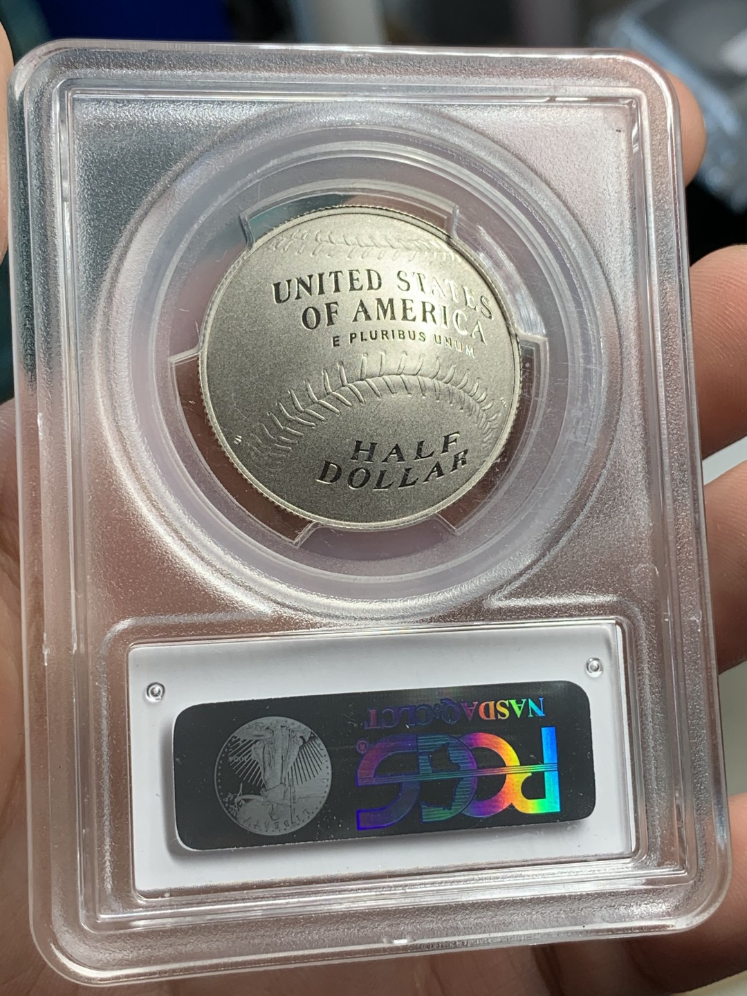 《竞宝斋》第69场-本周日，周一，周四.3场连拍（全场不限金额包邮） PCGS PR69CAM 美国 2014年 棒球名人堂异形 半美元 铜镍币 美国第一枚异性凹形纪念币