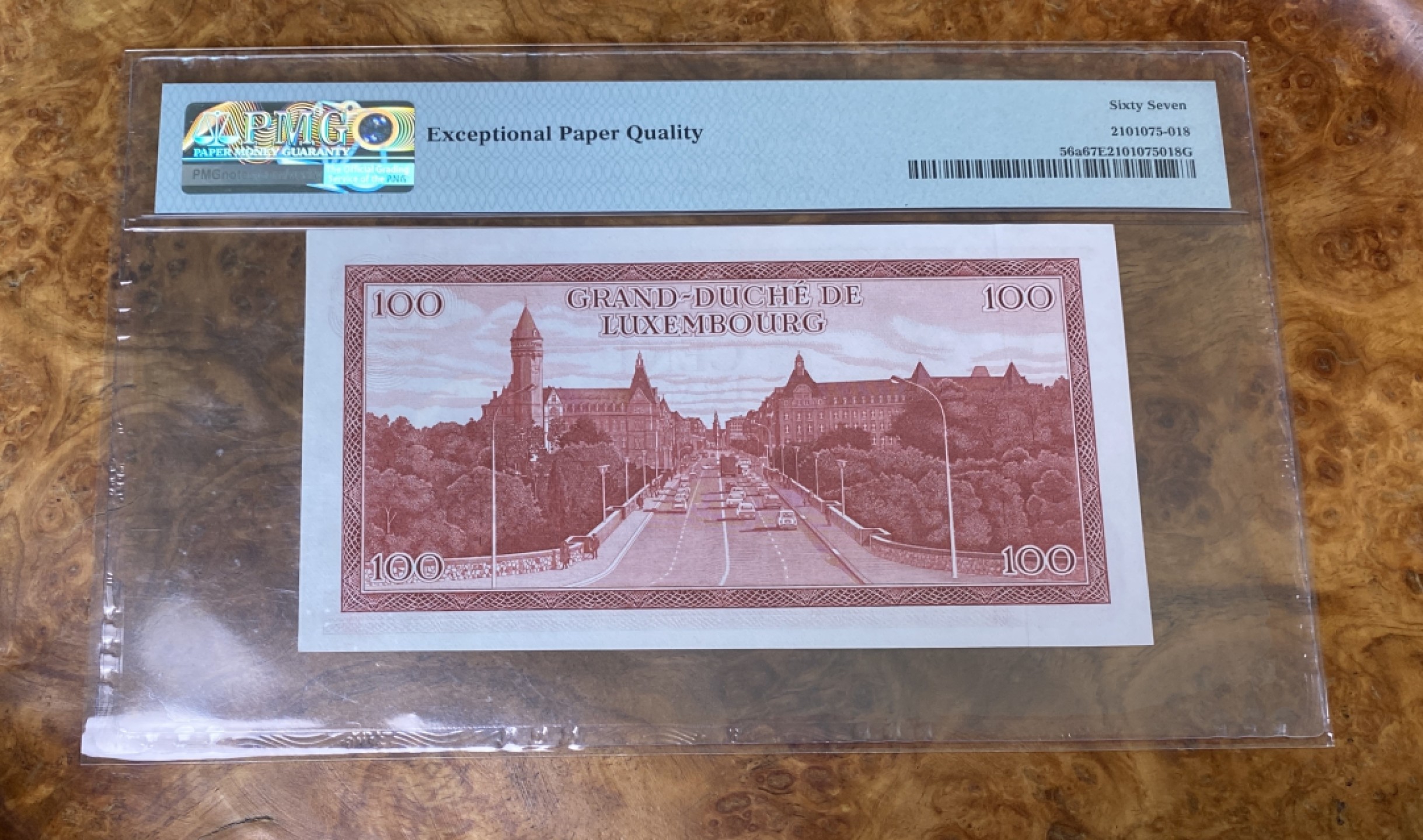 Chase Auction 第15期 - - 民国钞，外钞高分场（2022最后一期） 1970年卢森堡100法郎，PMG67分！亚军分，更高分数只有一枚！