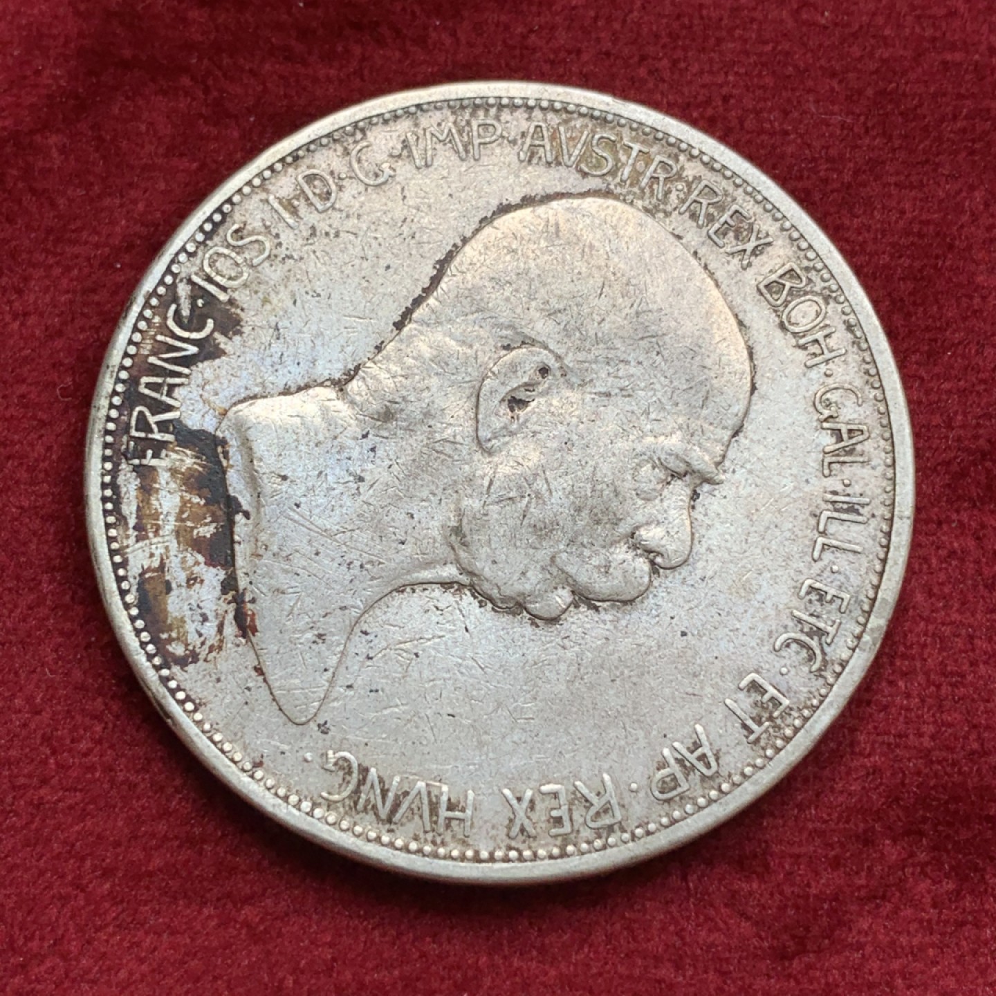 《竞宝斋》第69场-本周日，周一，周四.3场连拍（全场不限金额包邮） 1908年 奥地利 5克朗 银币 奔跑的疯女人 淡彩包浆 细节优秀 上涨品种