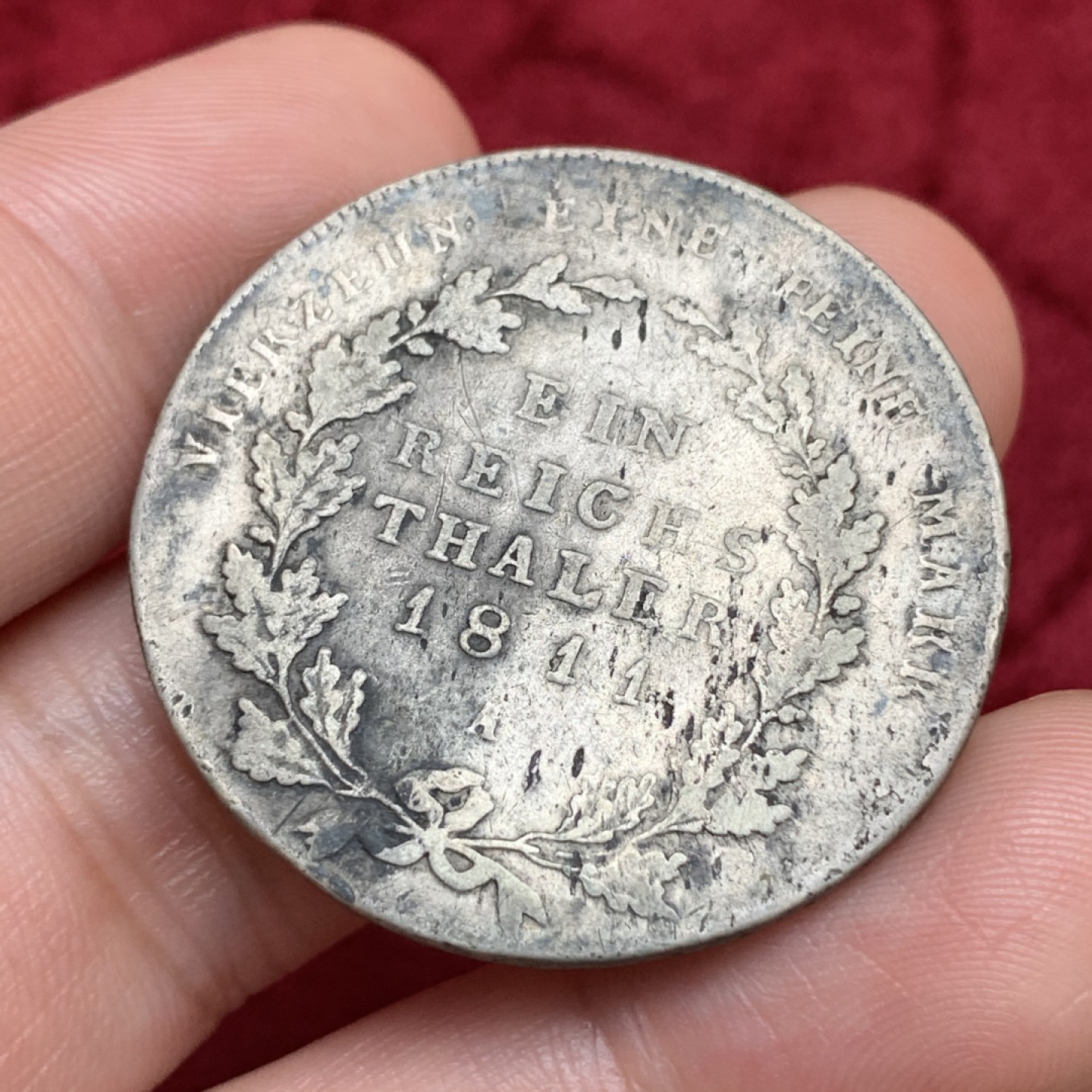 《竞宝斋》第69场-本周日，周一，周四.3场连拍（全场不限金额包邮） 德国 1811年 普鲁士  弗雷德里克威廉三世 泰勒银币 早期泰勒 原味细节