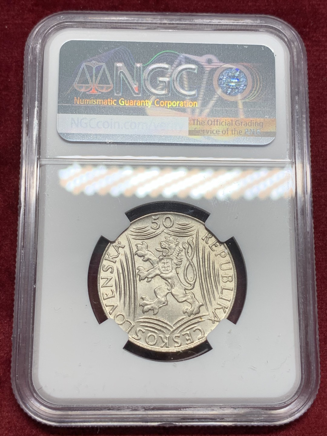 《竞宝斋》第69场-本周日，周一，周四.3场连拍（全场不限金额包邮） NGC-MS62 捷克斯洛伐克 1949年 斯大林 50克朗 银币 原光好品 稀少品种